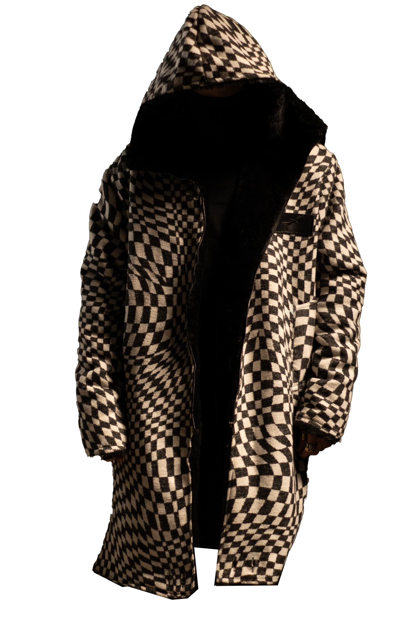 Checkered Fur Adjustable coat