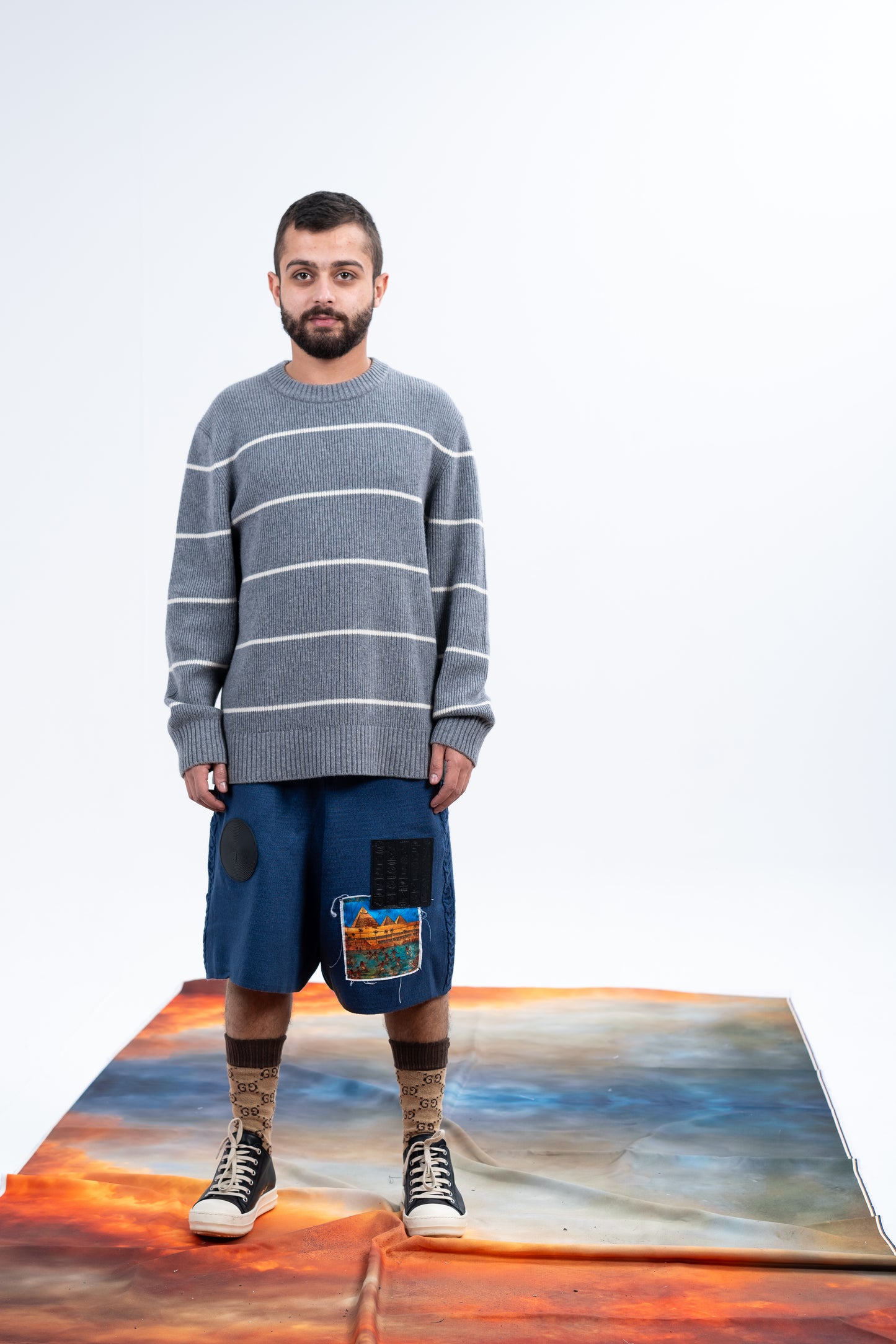Knitted navy Shorts