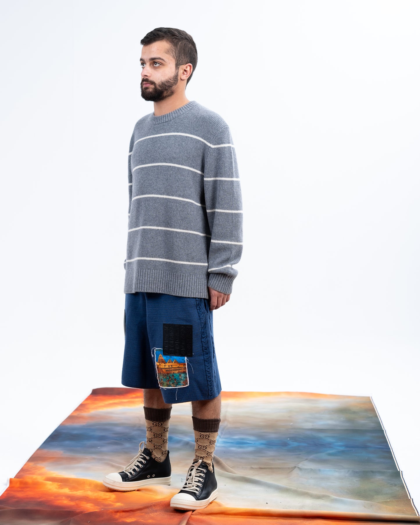 Knitted navy Shorts