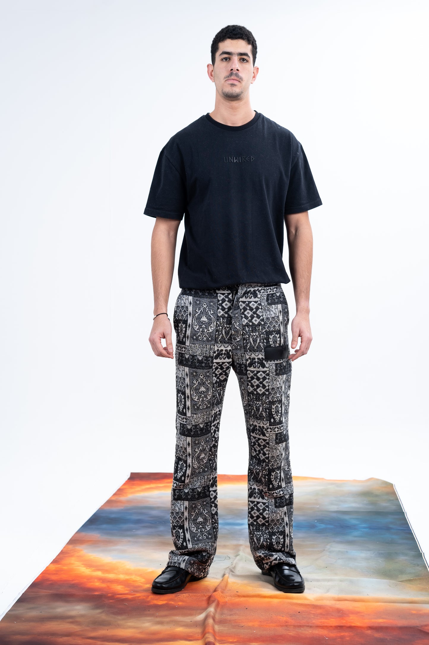 Black Patterned Pants