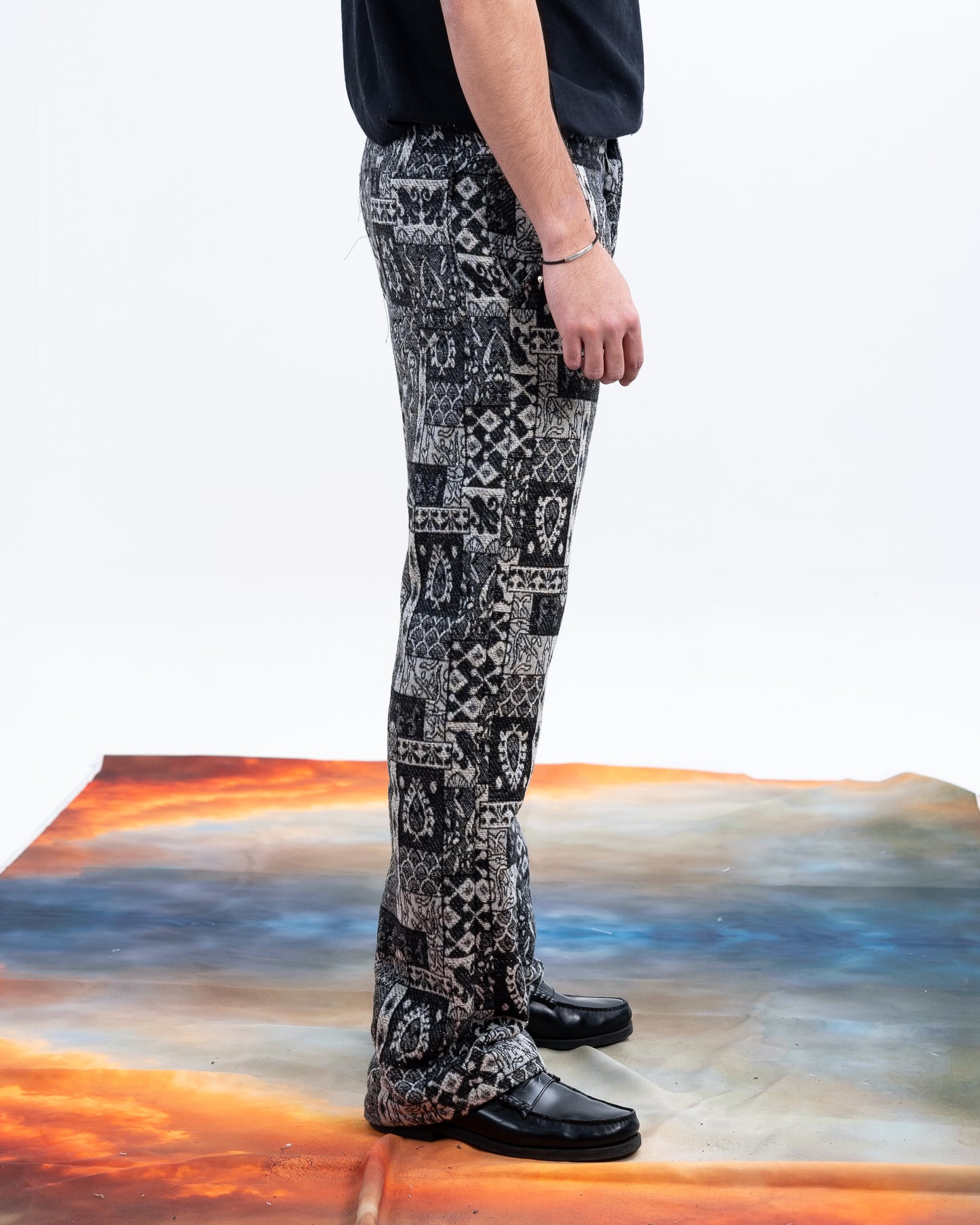 Black Patterned Pants
