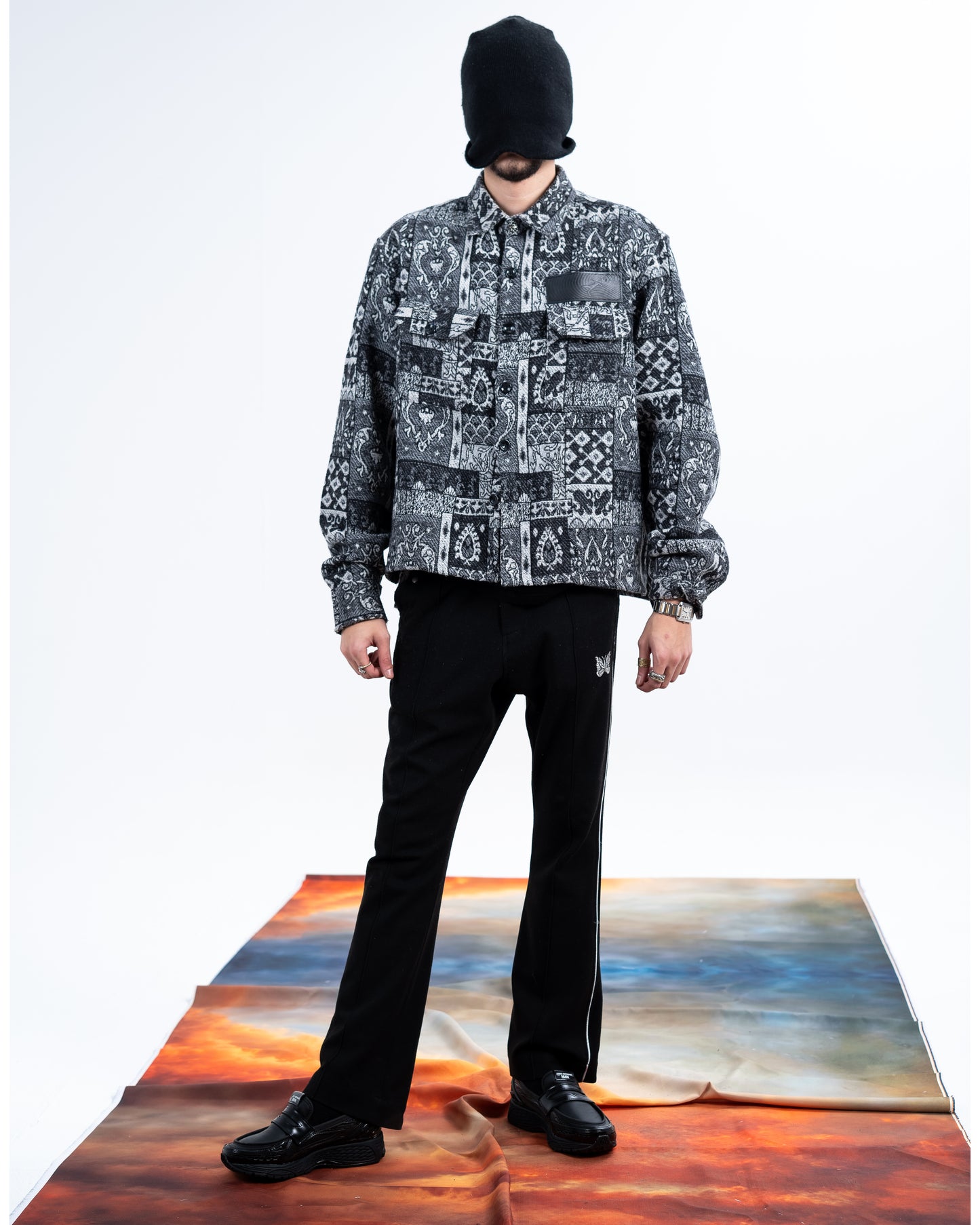 Black/White Patterned Jacquard Shirt
