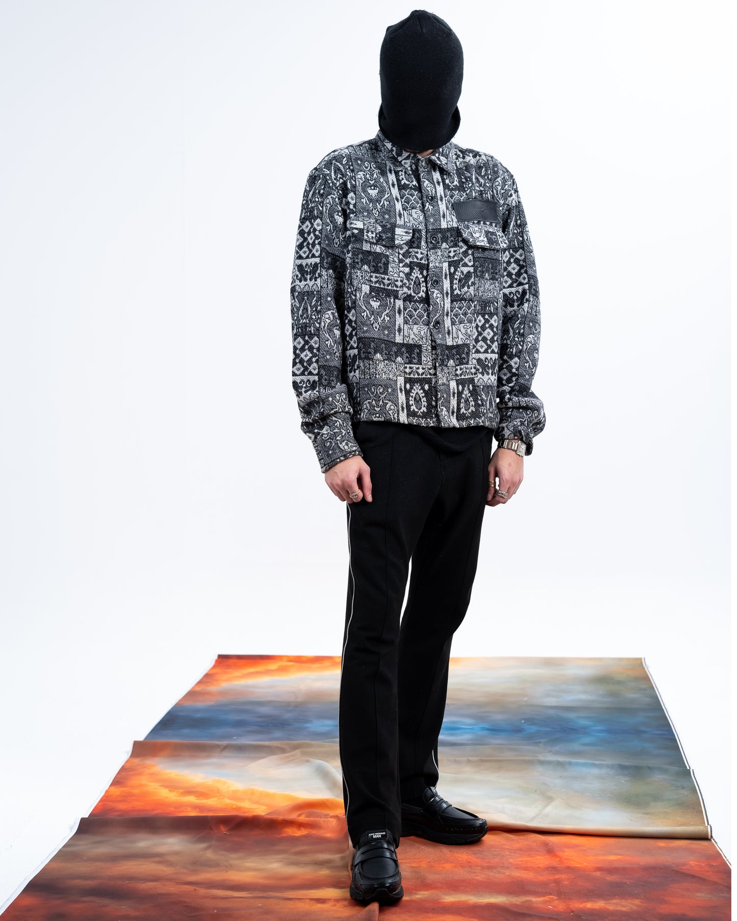 Black/White Patterned Jacquard Shirt