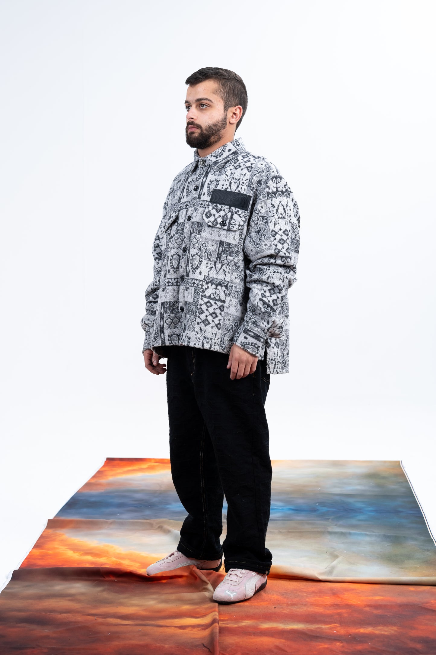 Gray/Black Patterned Jacquard shirt