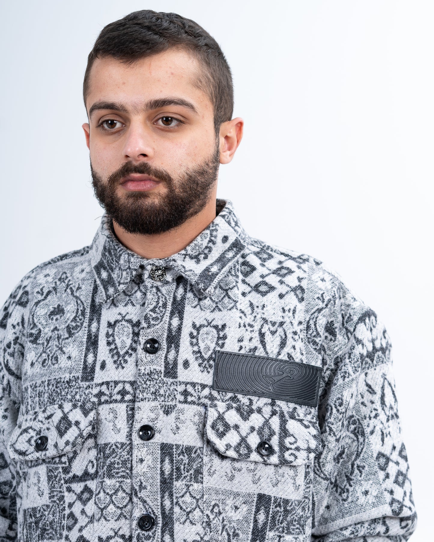 Gray/Black Patterned Jacquard shirt