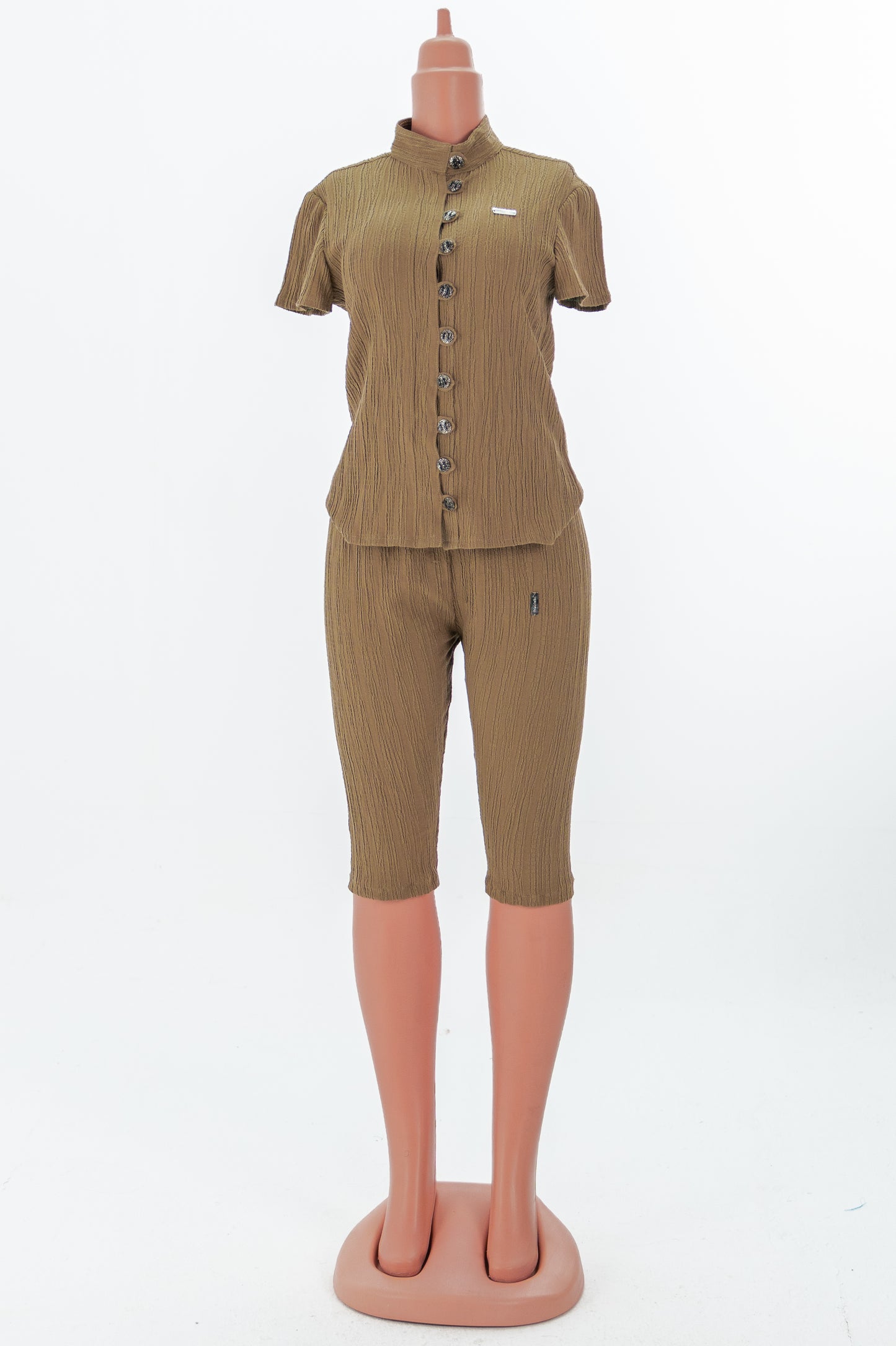 Brown Textured Capri