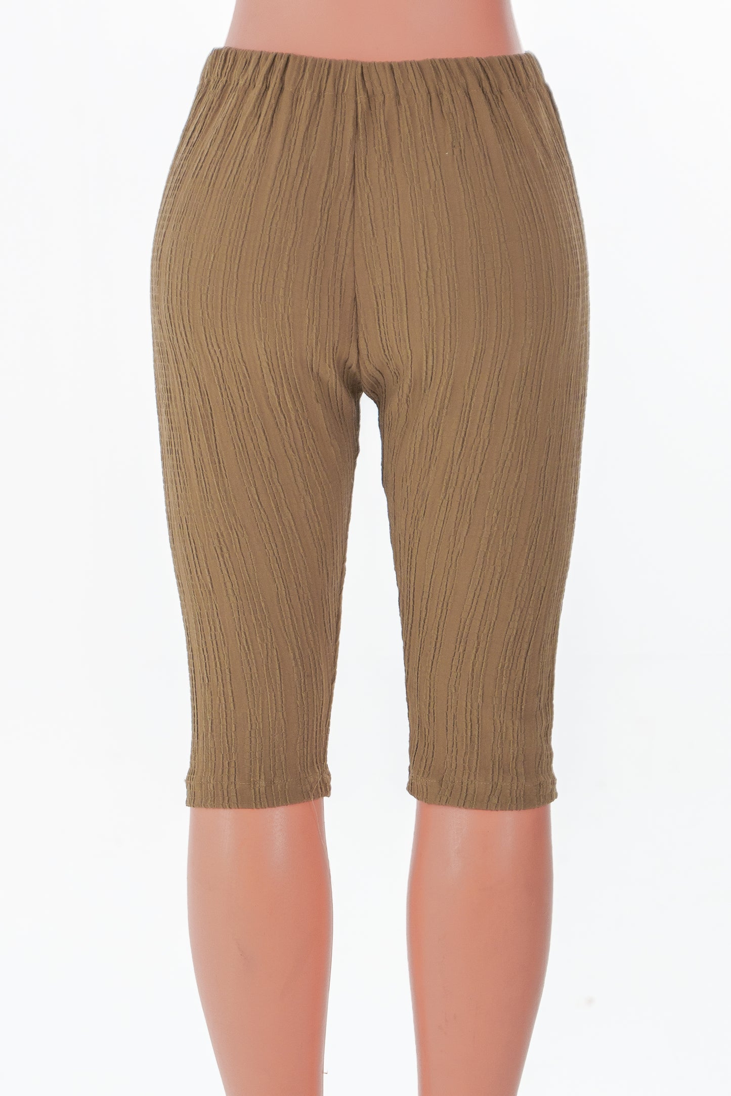 Brown Textured Capri
