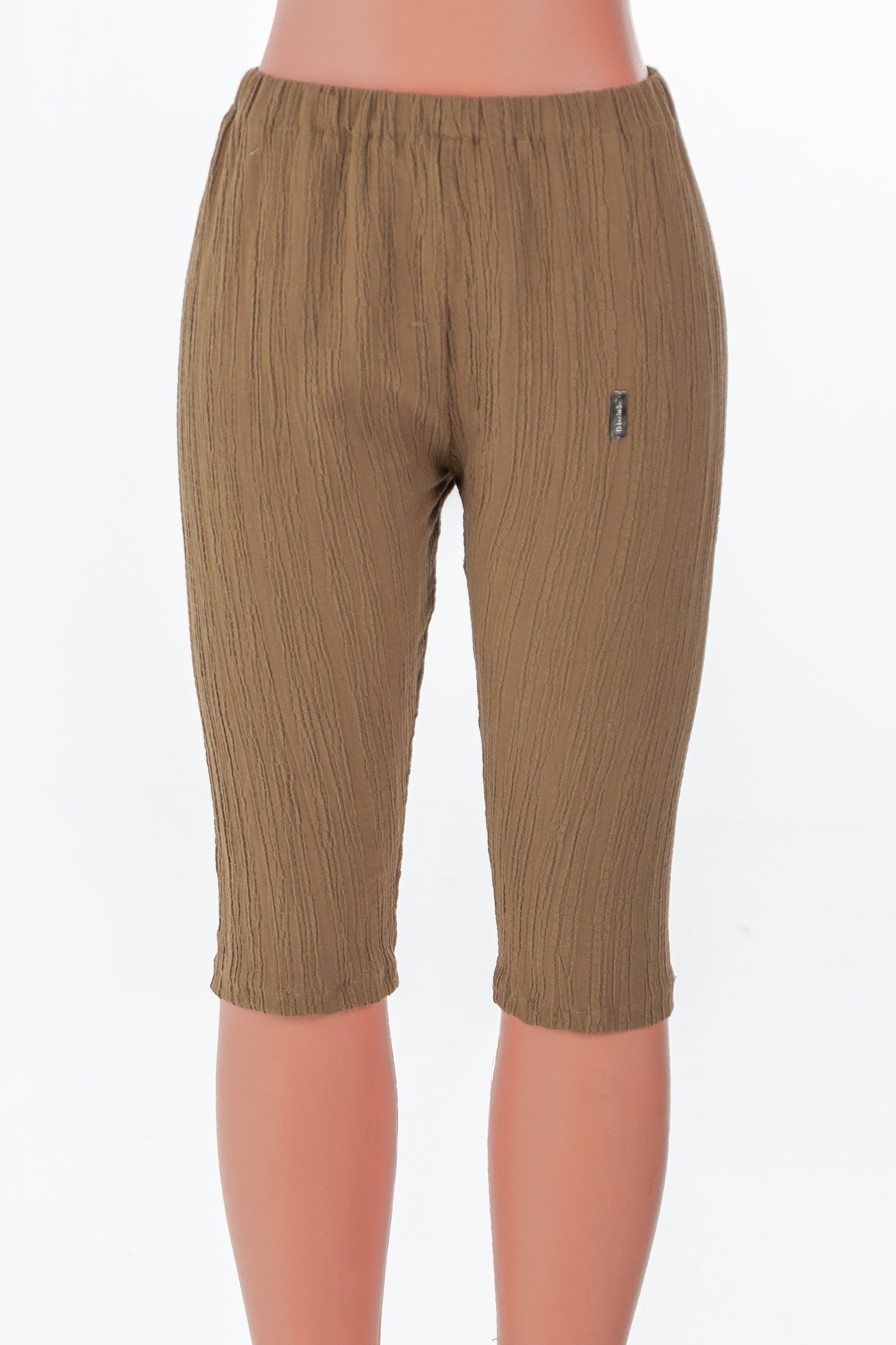 Brown Textured Capri