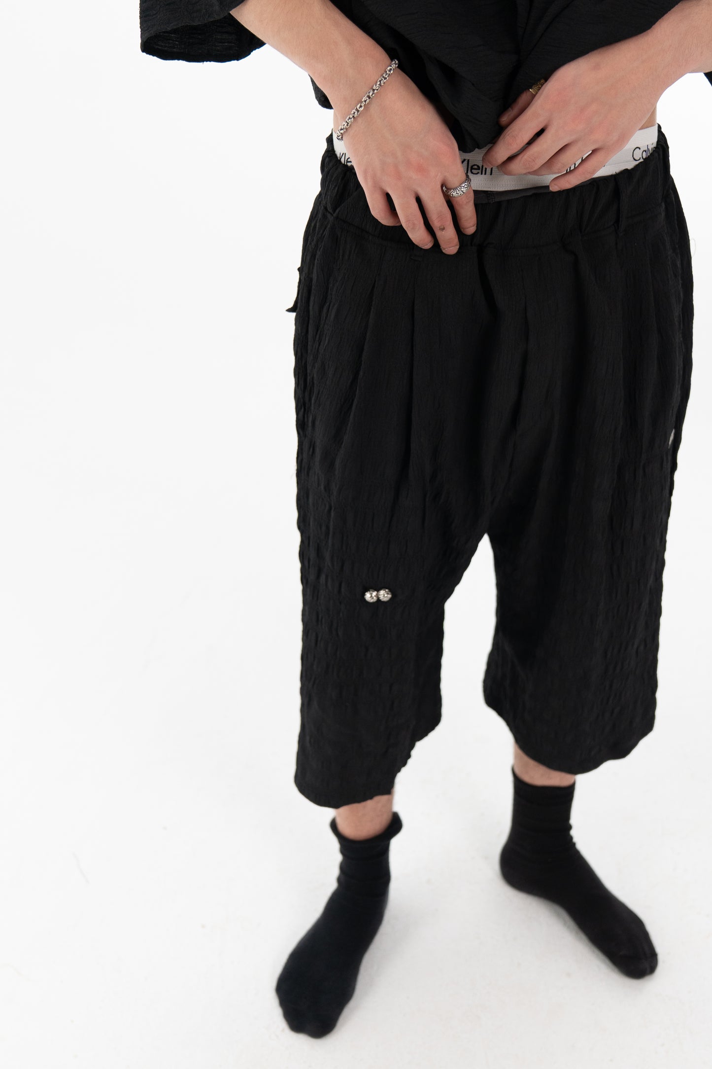 Black plaid Wide Shorts
