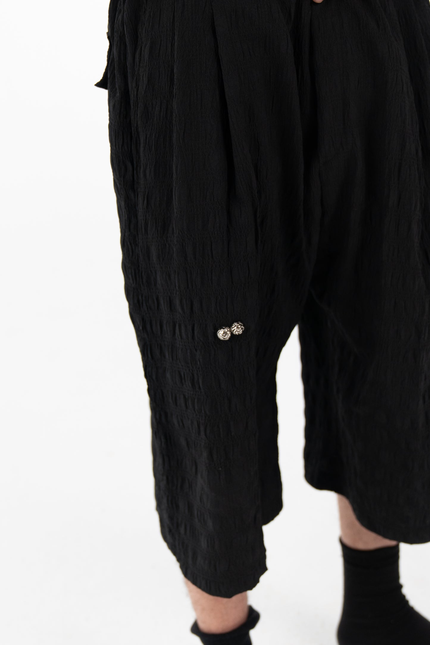 Black plaid Wide Shorts