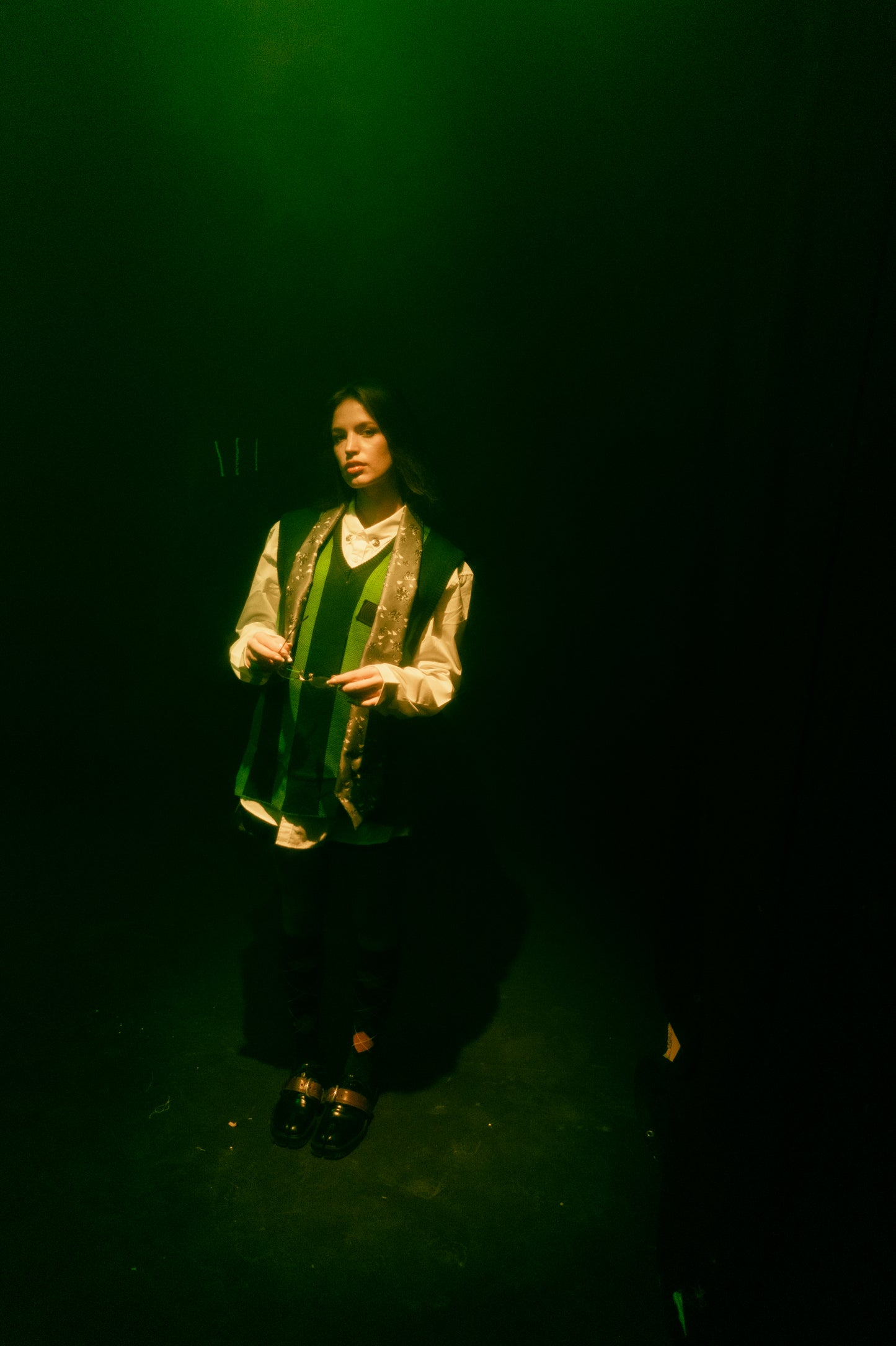 Green Knitted and Jacquard Vest