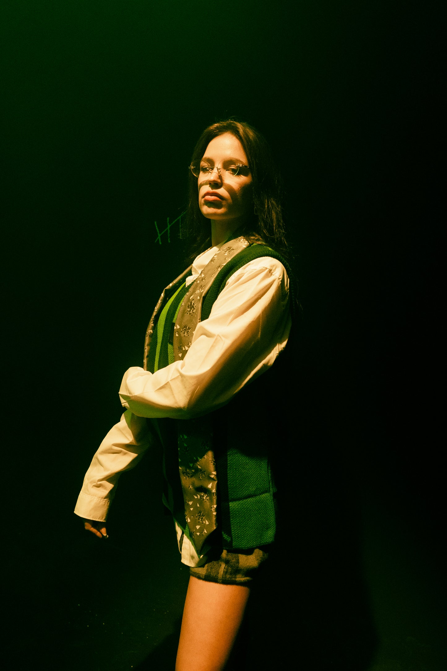 Green Knitted and Jacquard Vest
