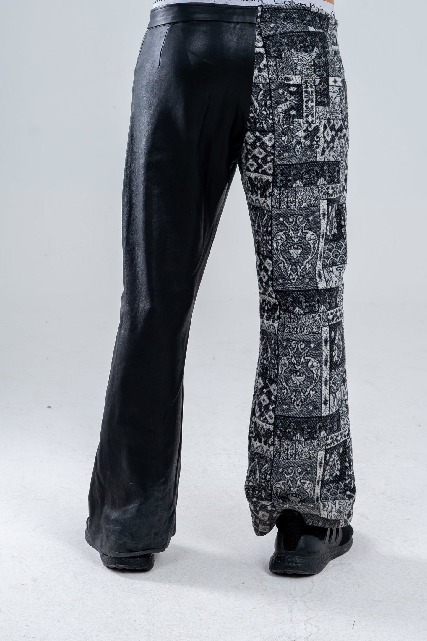 Black Genuine Leather Black Patterned Pants
