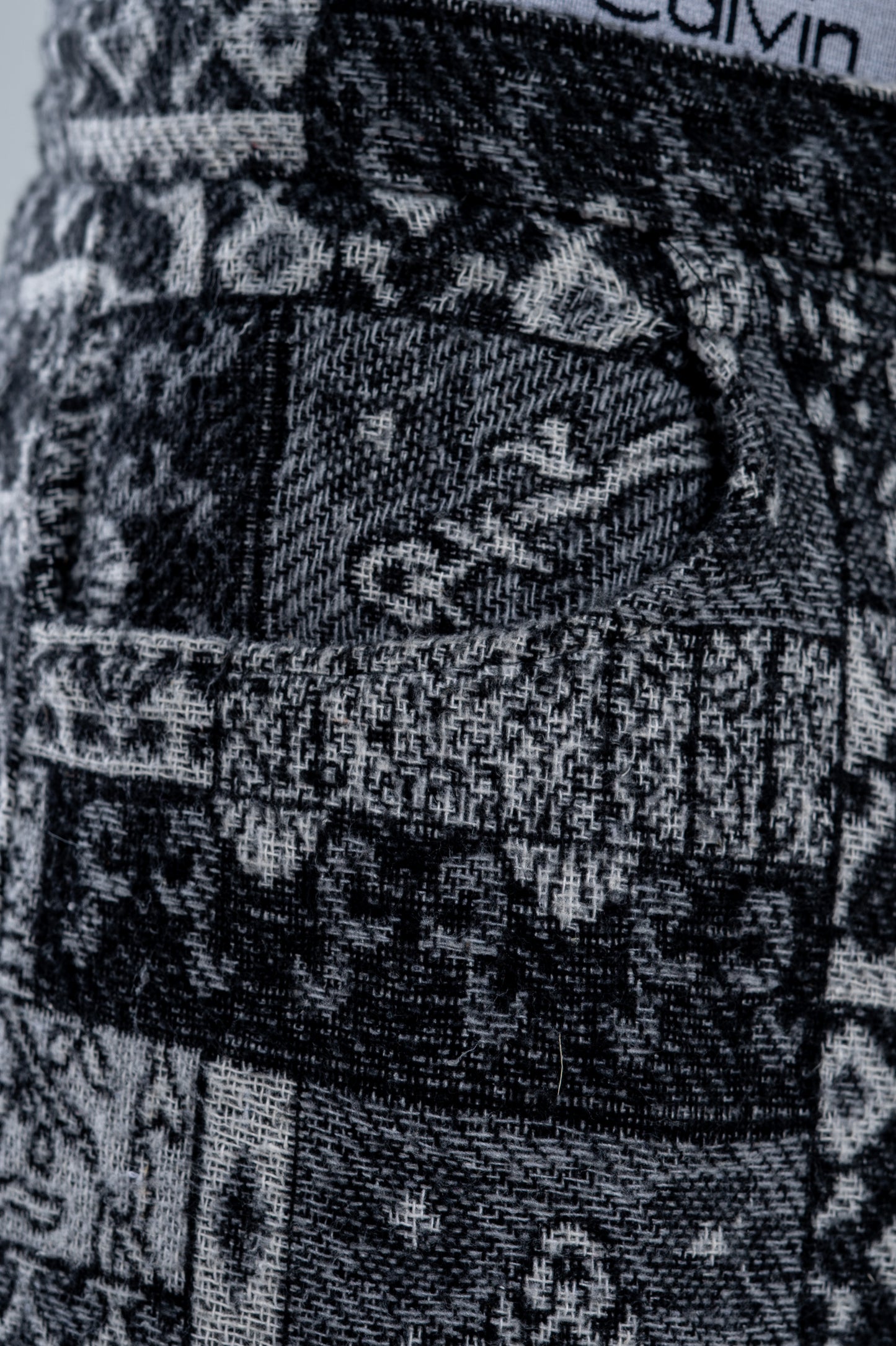 Black Genuine Leather Black Patterned Pants