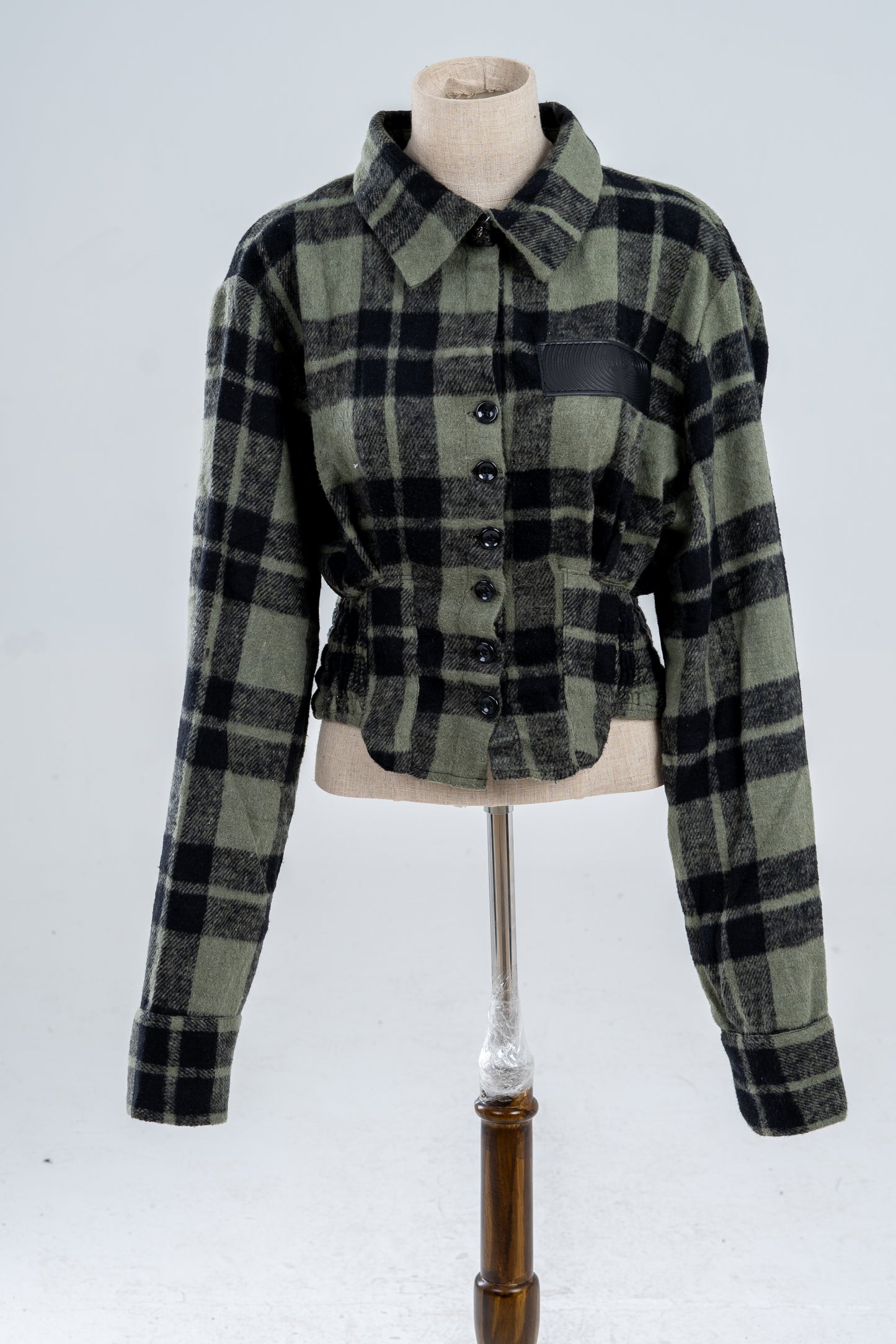 Cropped Green Plaid shirt
