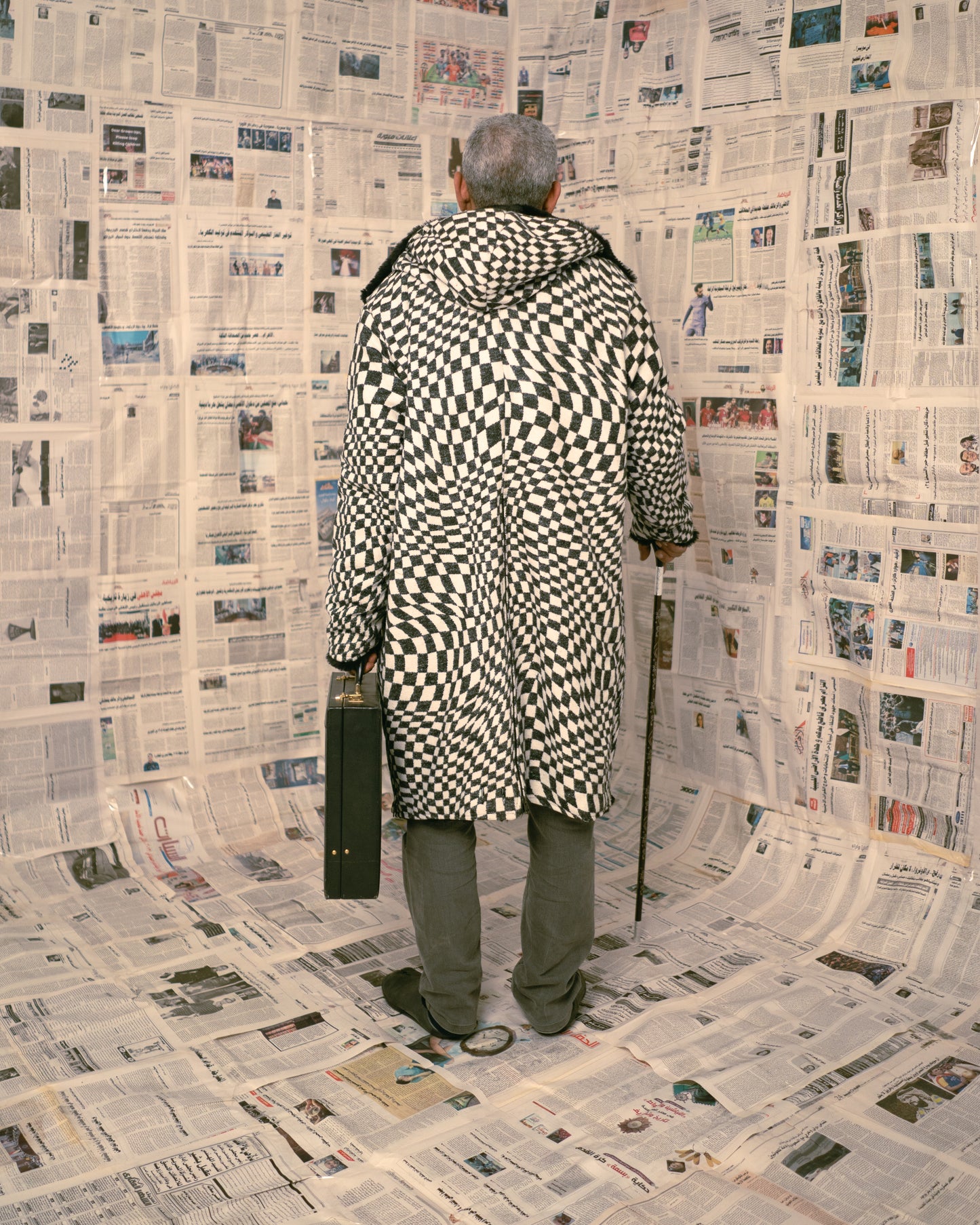 Checkered Fur Adjustable coat