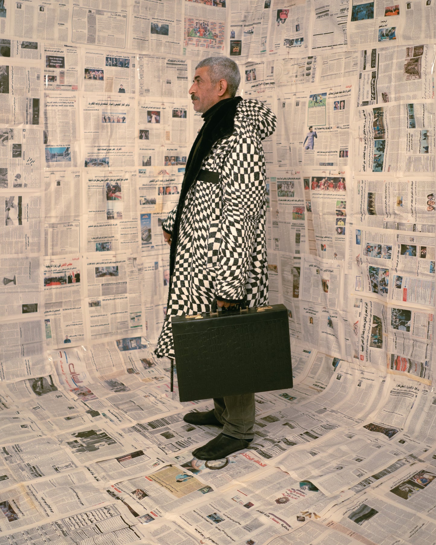 Checkered Fur Adjustable coat