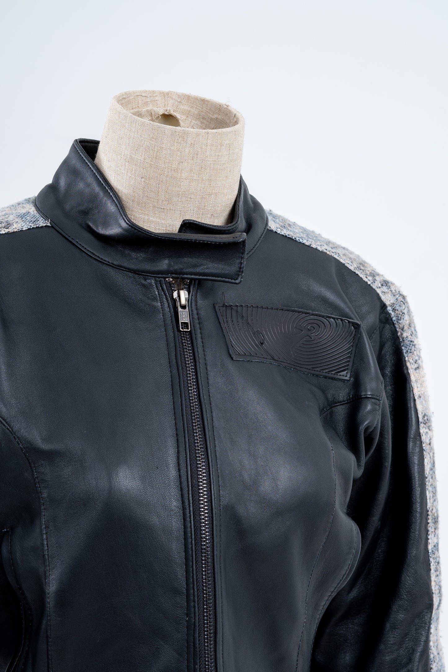 Genuine Leather Jacquard Racer Jacket