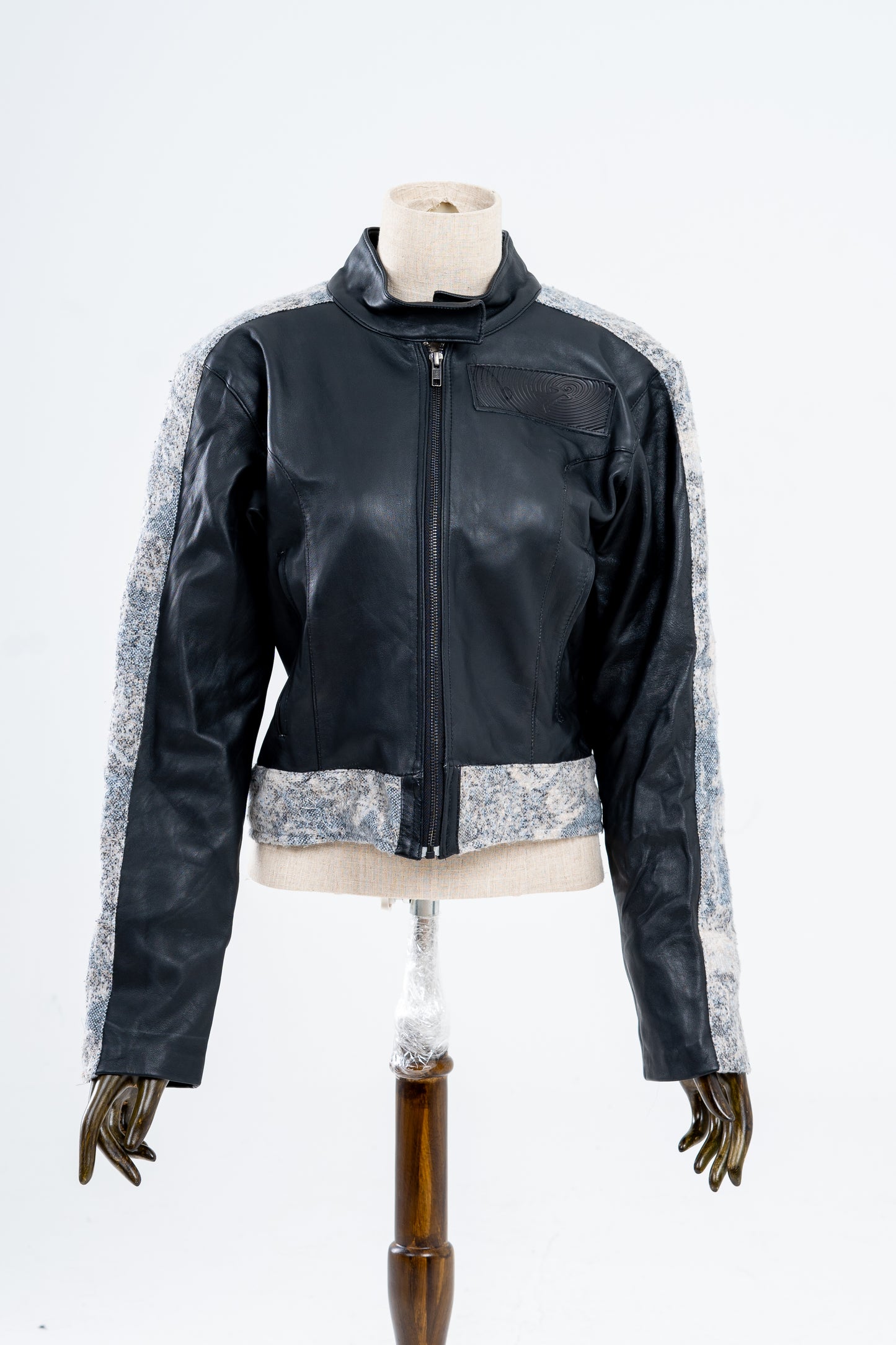 Genuine Leather Jacquard Racer Jacket