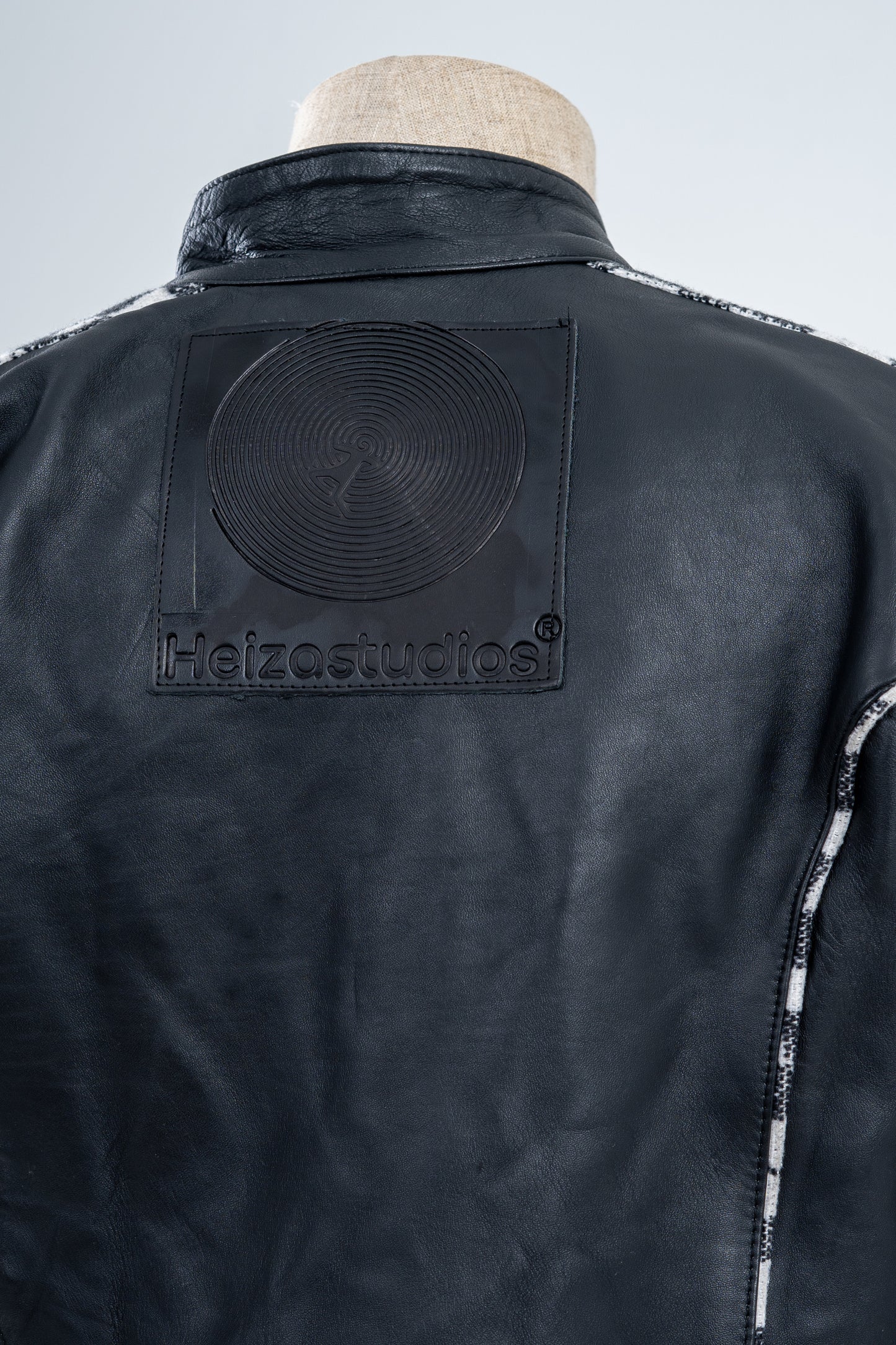 Genuine Leather Checkered Racer Jacket