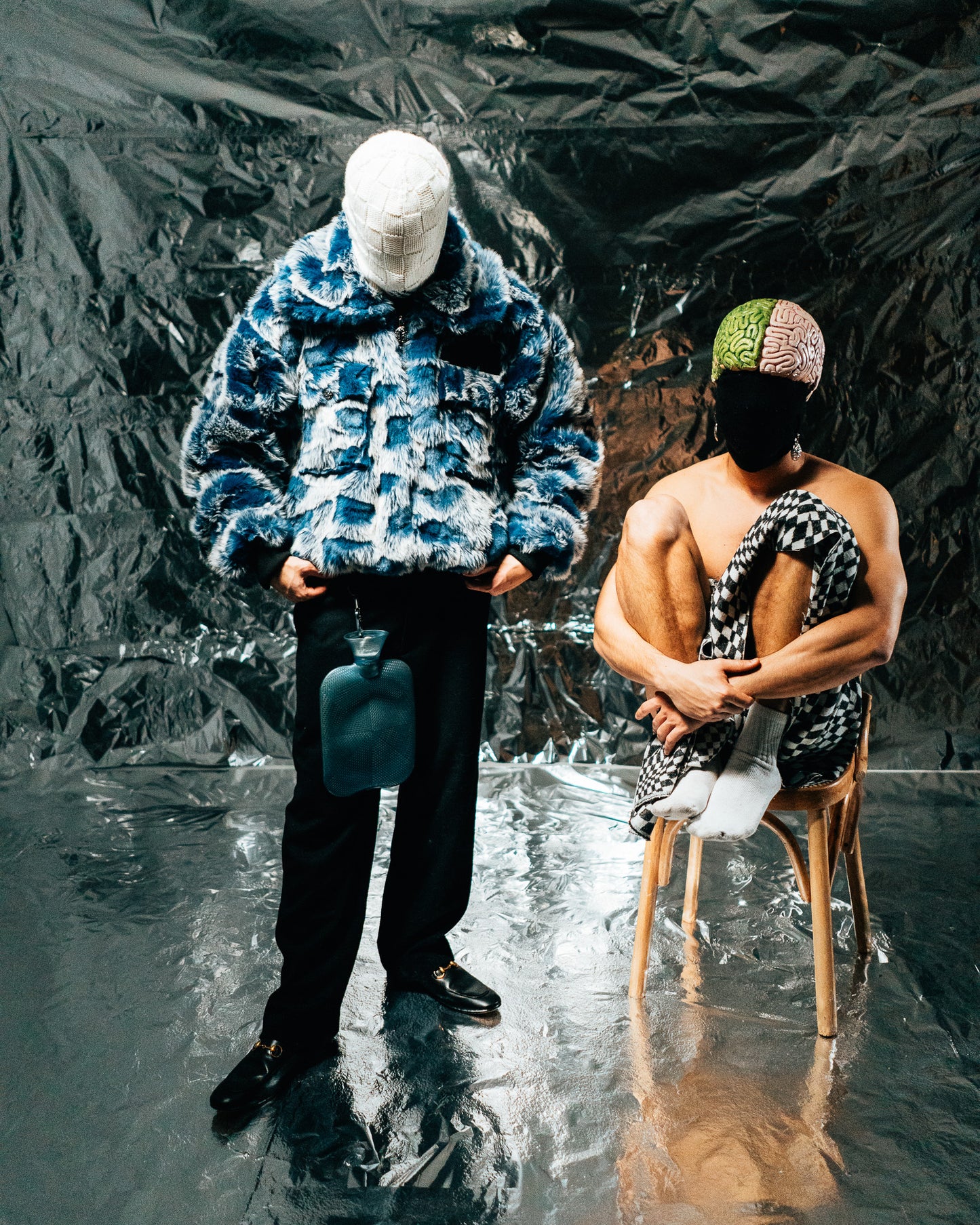 Blue/white Fur Half-zip