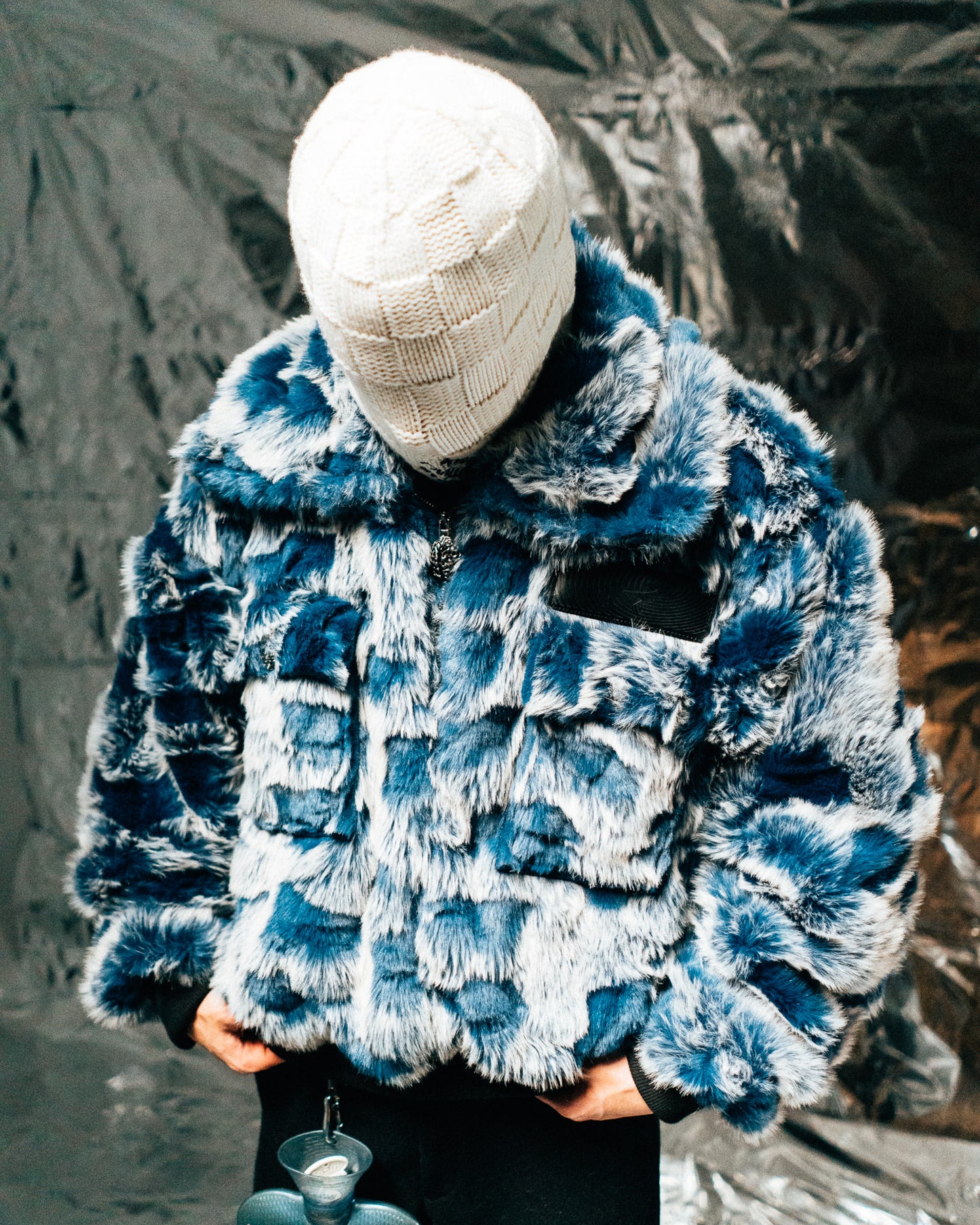 Blue/white Fur Half-zip