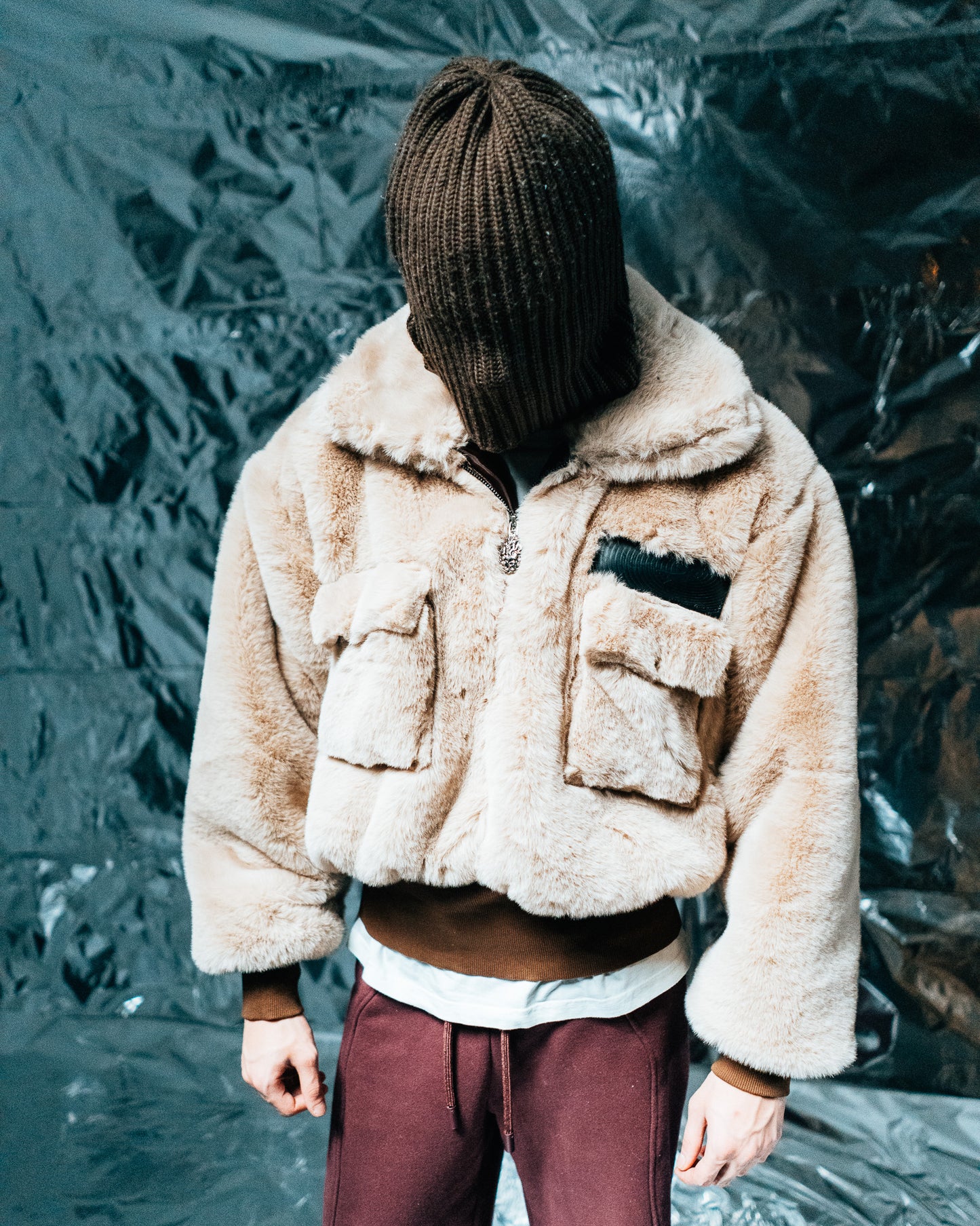 Beige Fur Half-zip