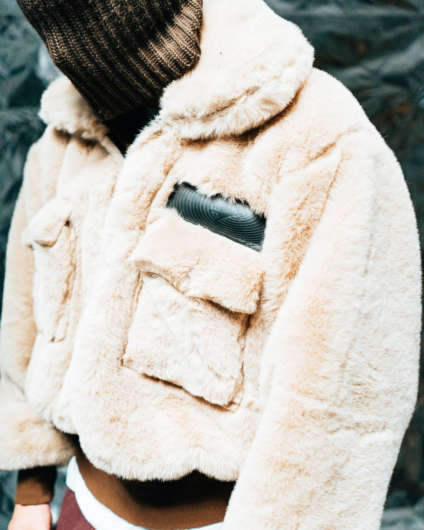 Beige Fur Half-zip