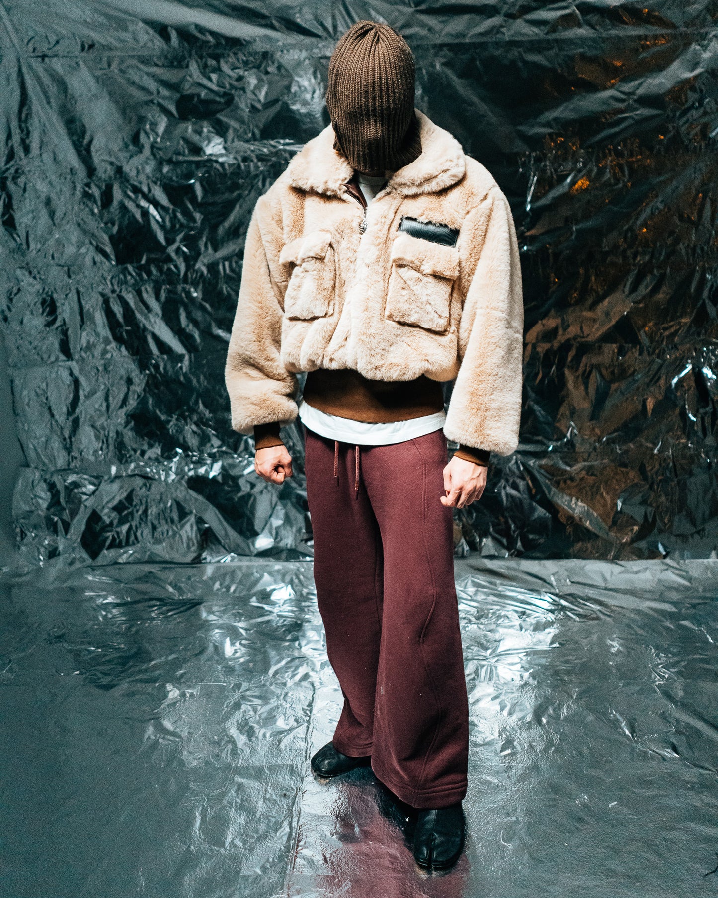 Beige Fur Half-zip