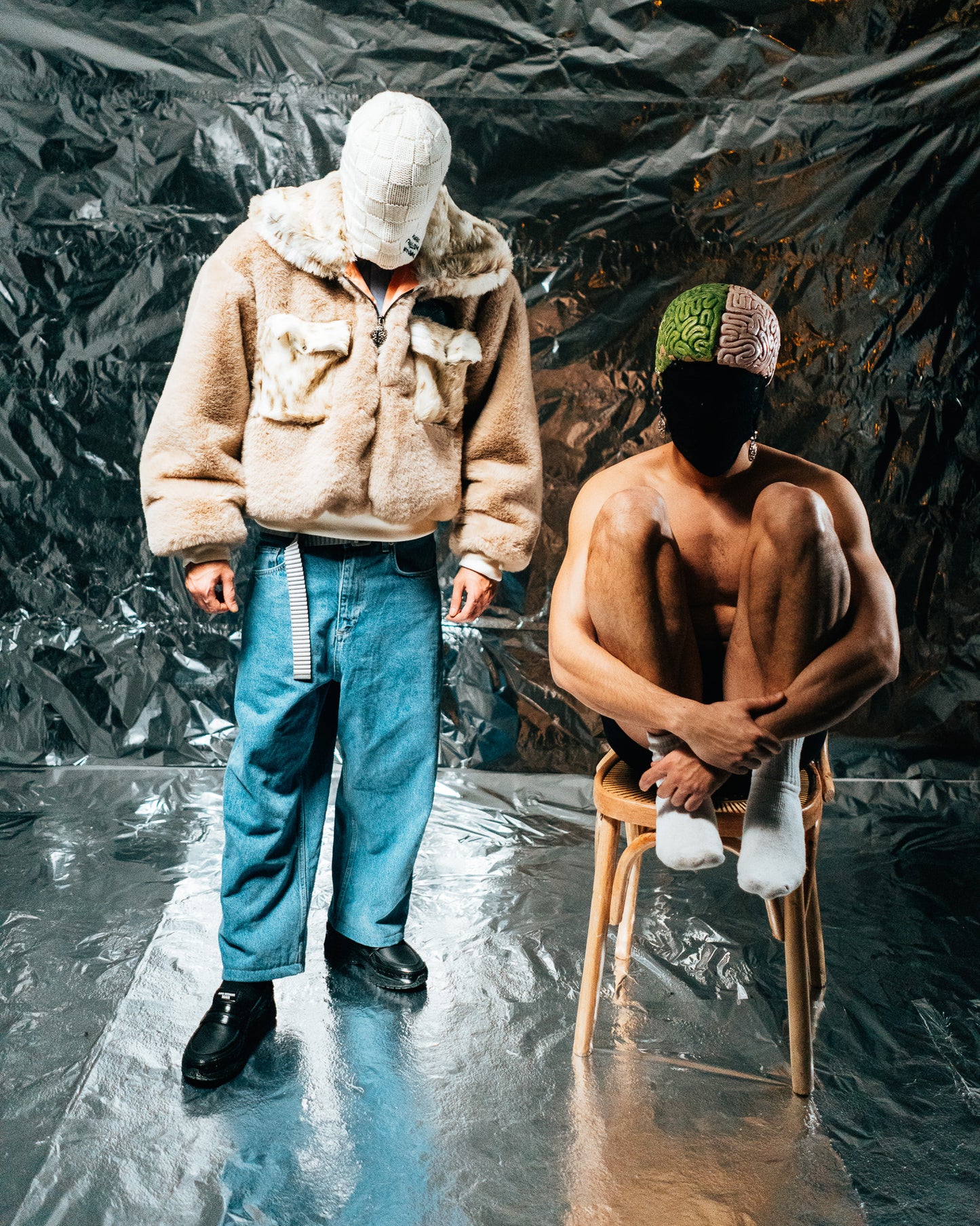 Beige/wolf Fur Half-zip