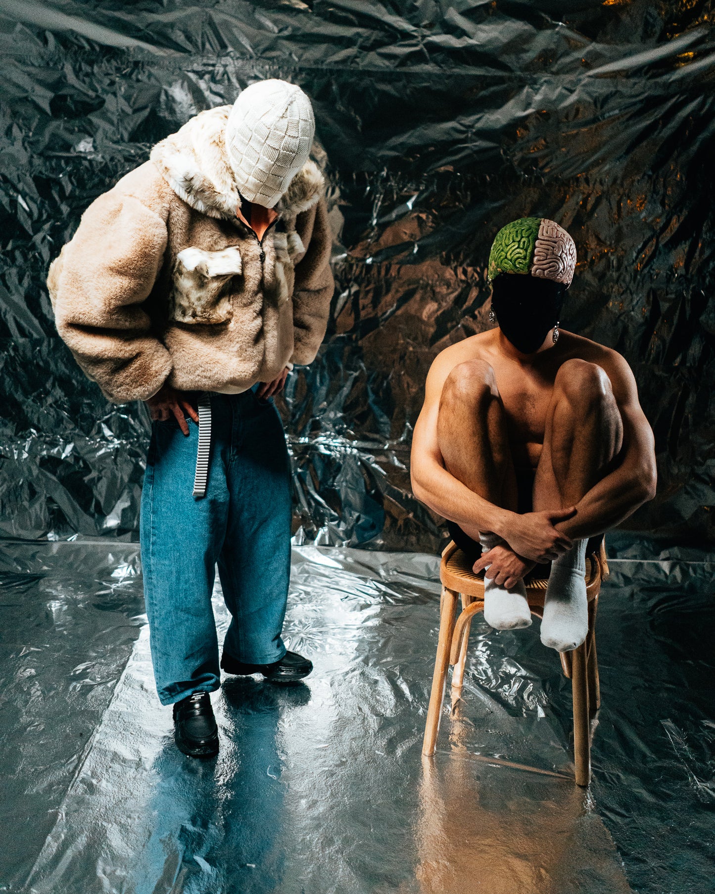 Beige/wolf Fur Half-zip