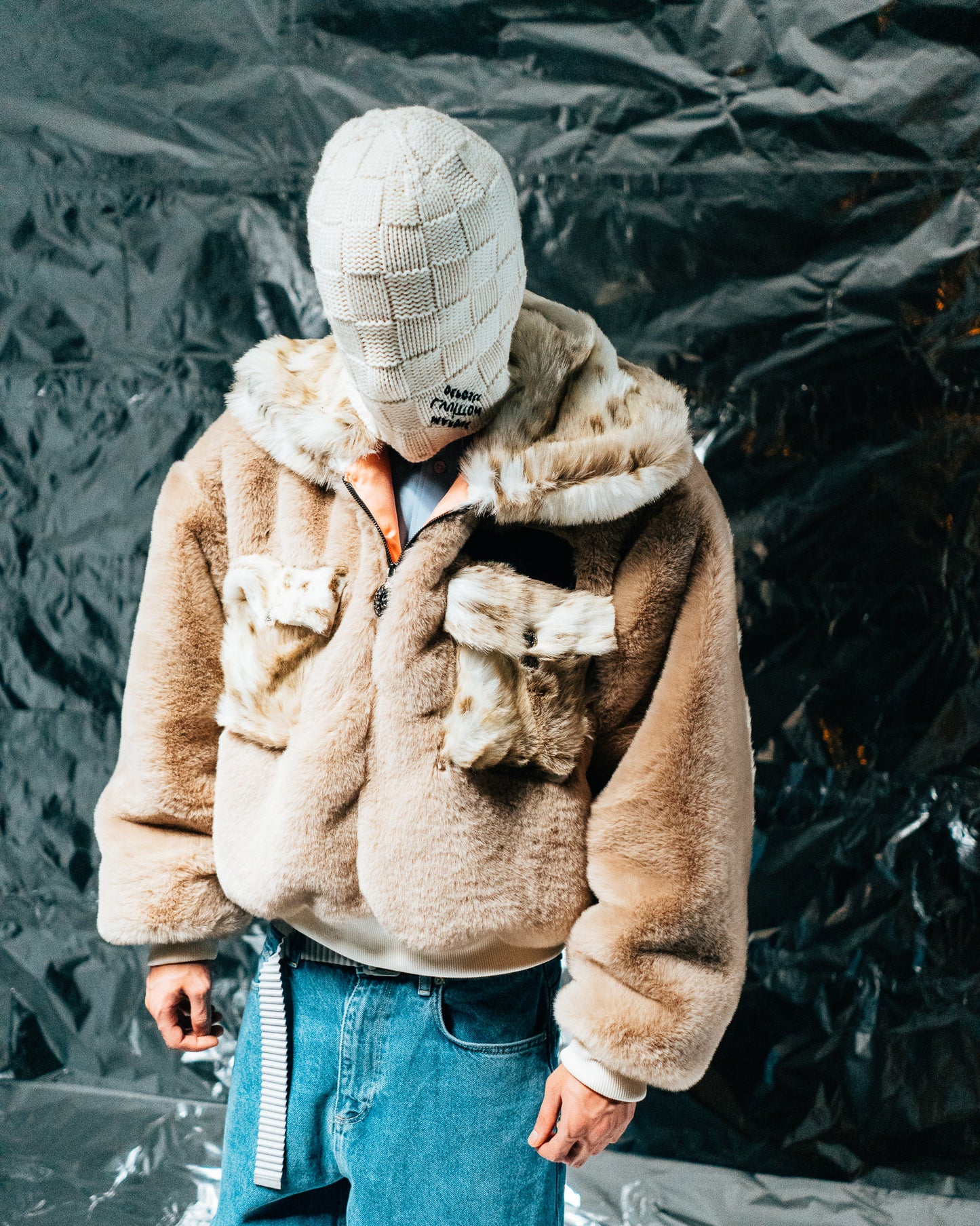 Beige/wolf Fur Half-zip