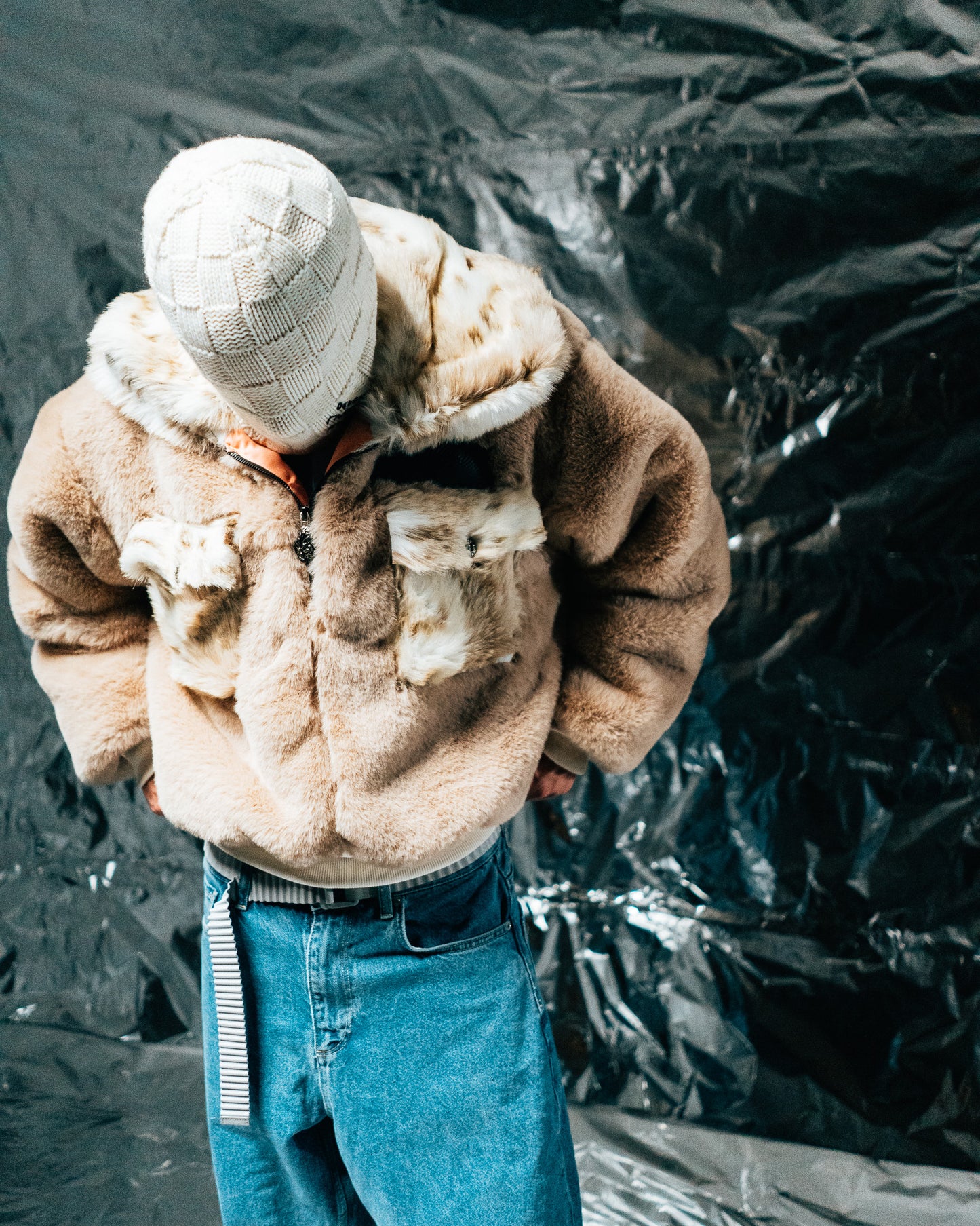 Beige/wolf Fur Half-zip