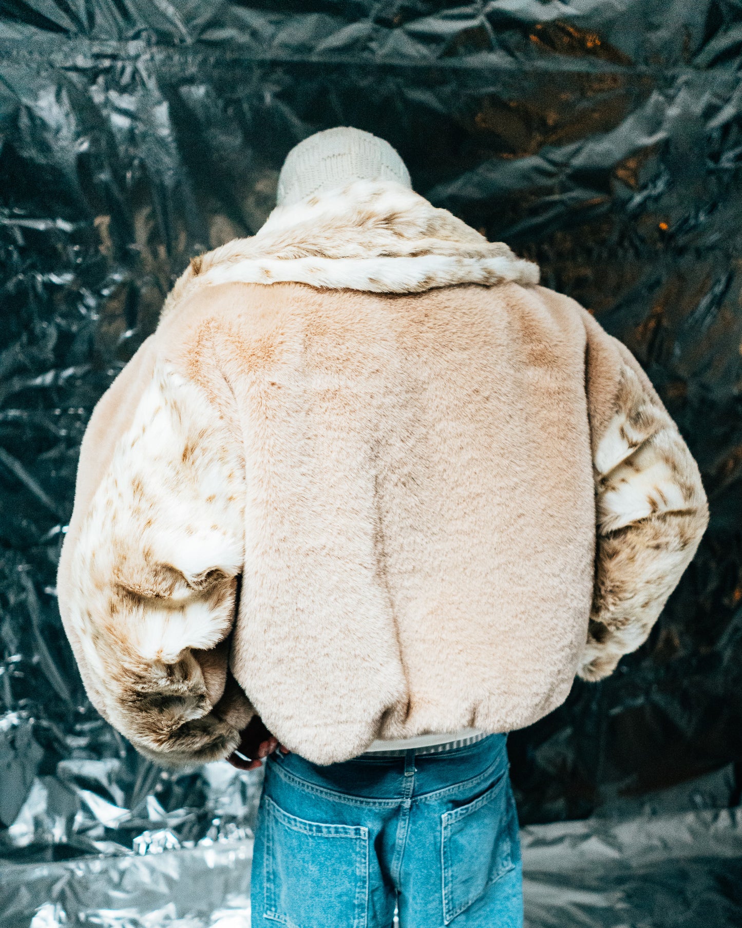 Beige/wolf Fur Half-zip