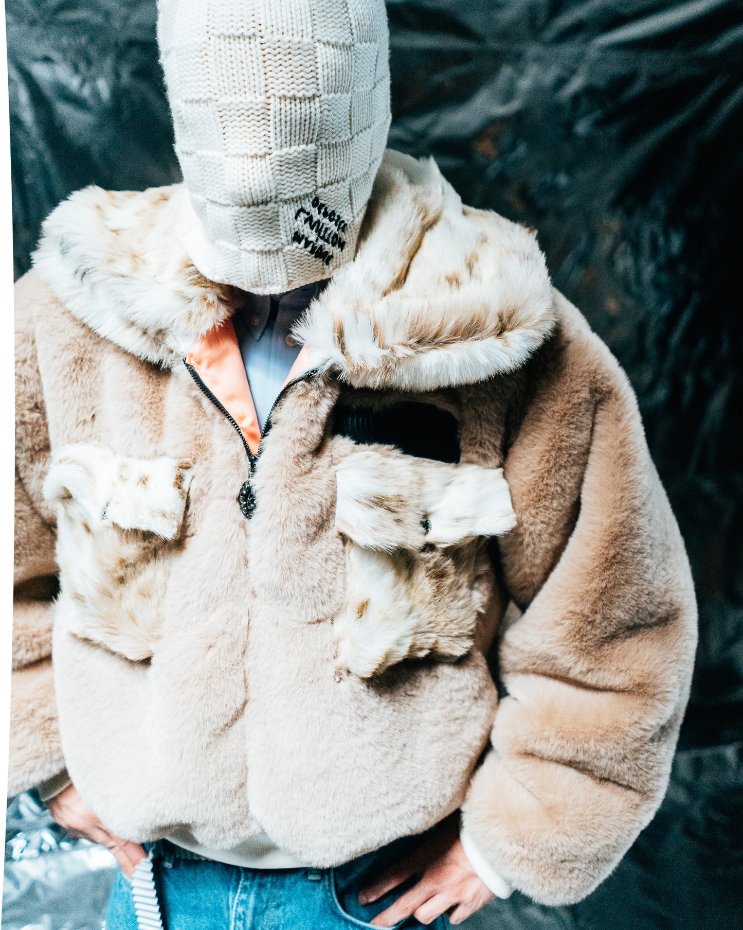 Beige/wolf Fur Half-zip