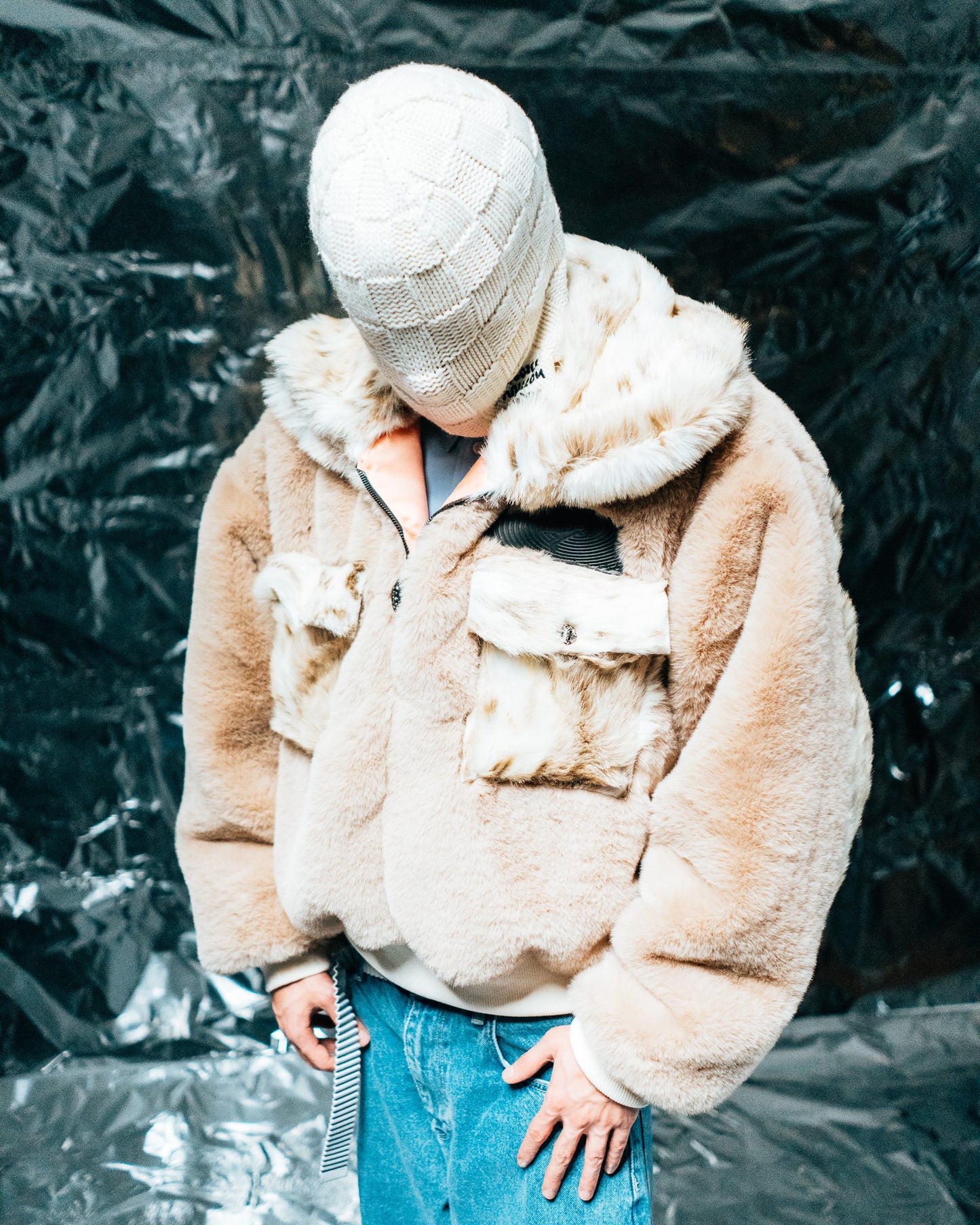 Beige/wolf Fur Half-zip