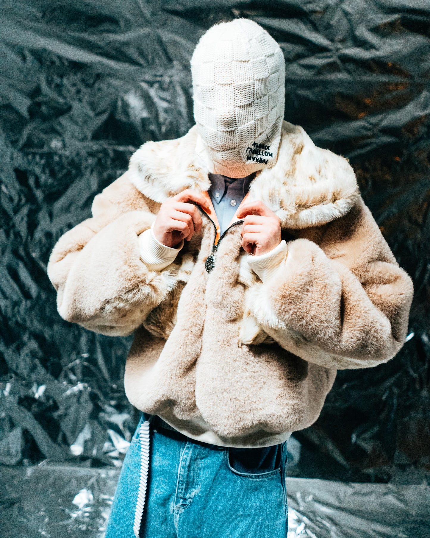 Beige/wolf Fur Half-zip