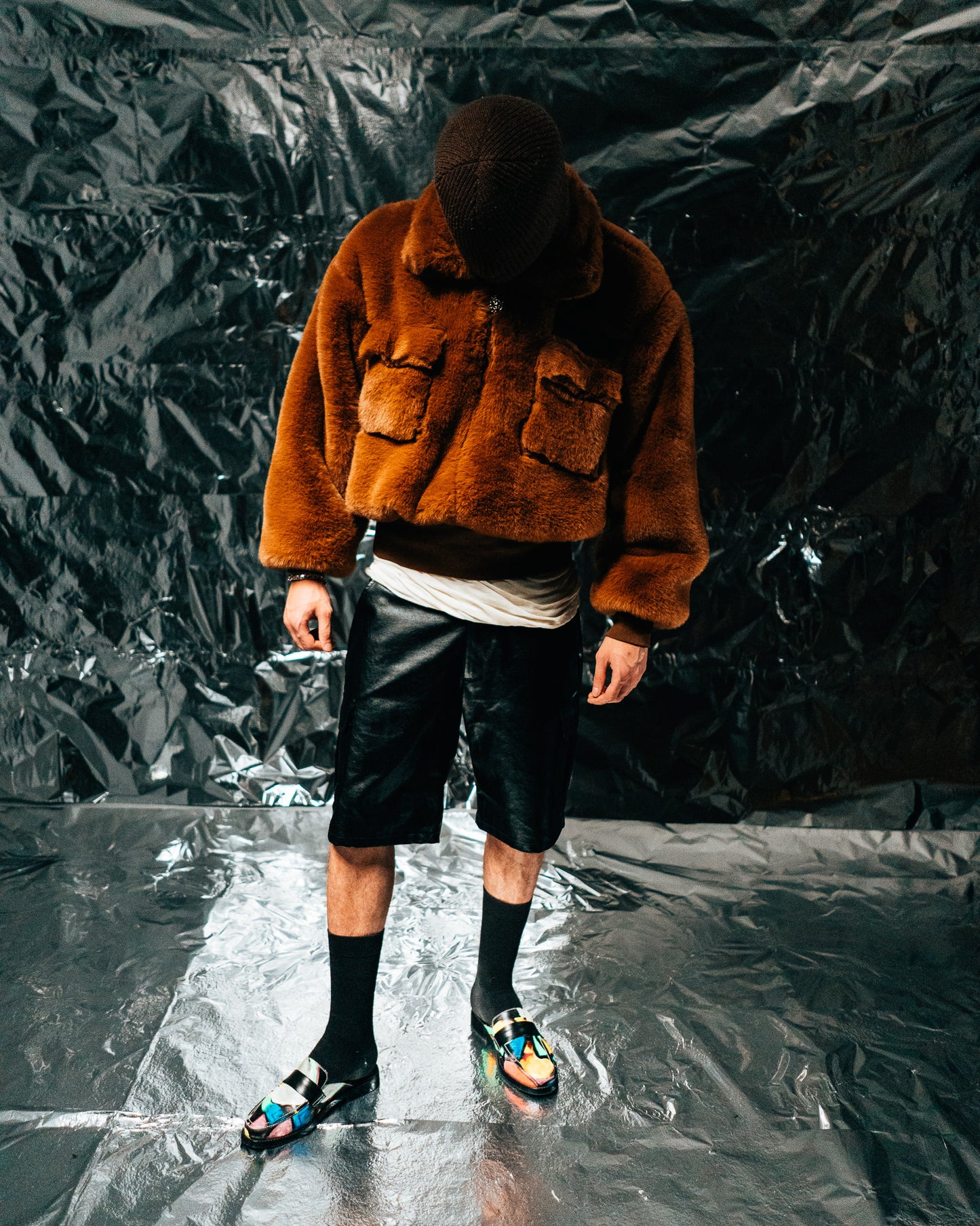 Brown Fur Half-zip
