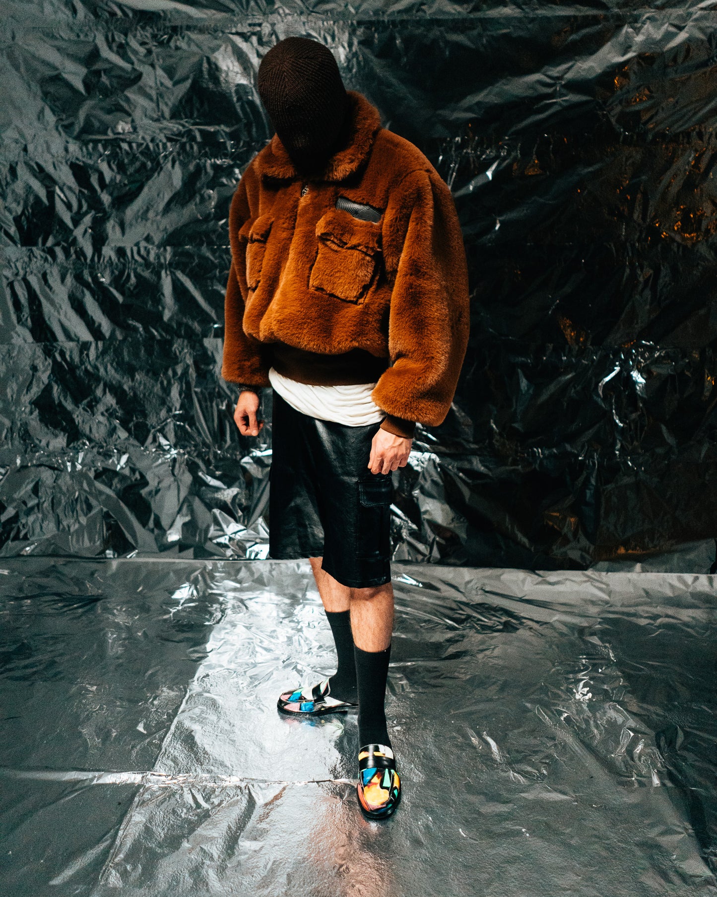 Brown Fur Half-zip