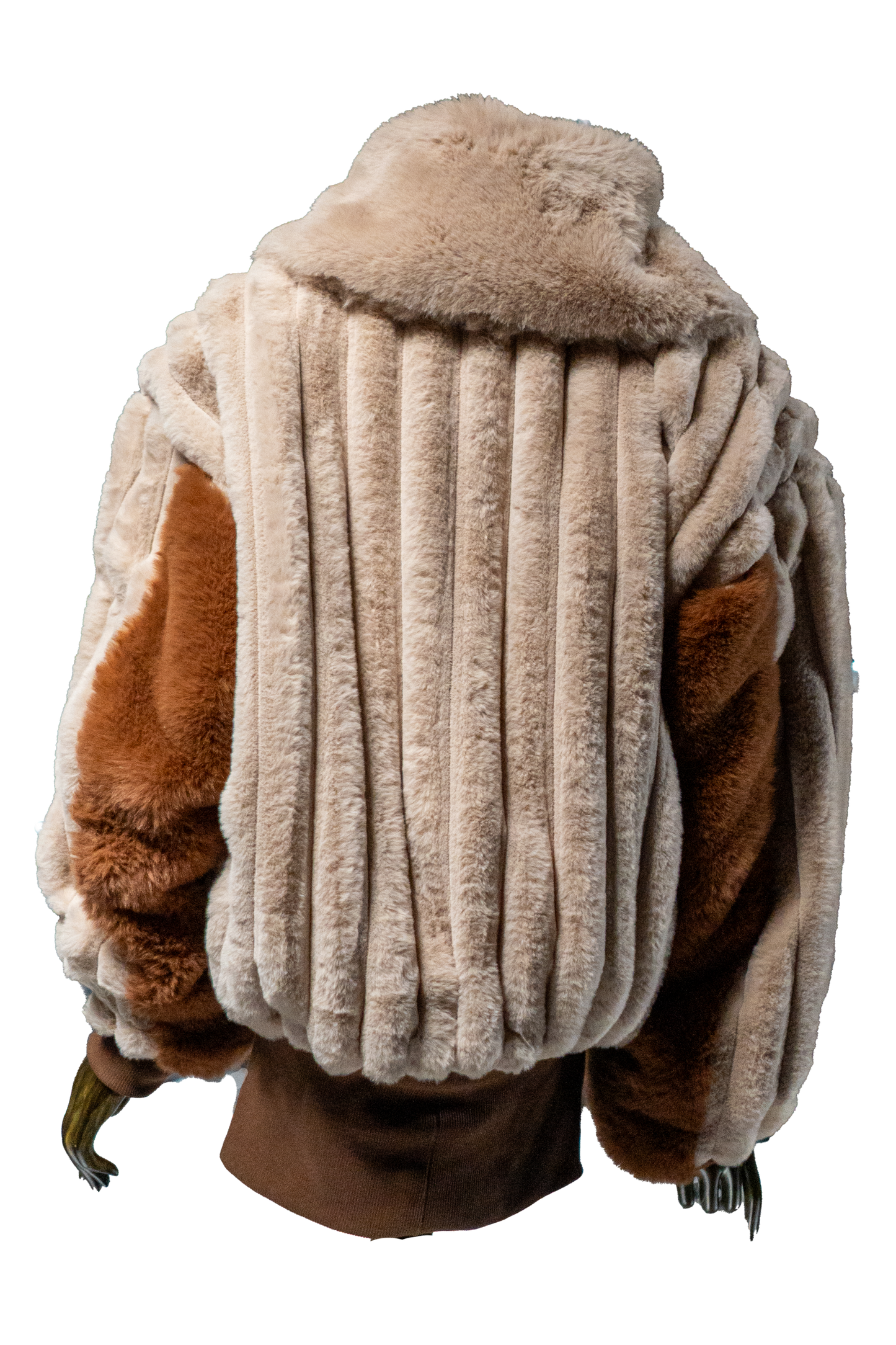 Plaid Beige/checkered wool Fur Half-zip