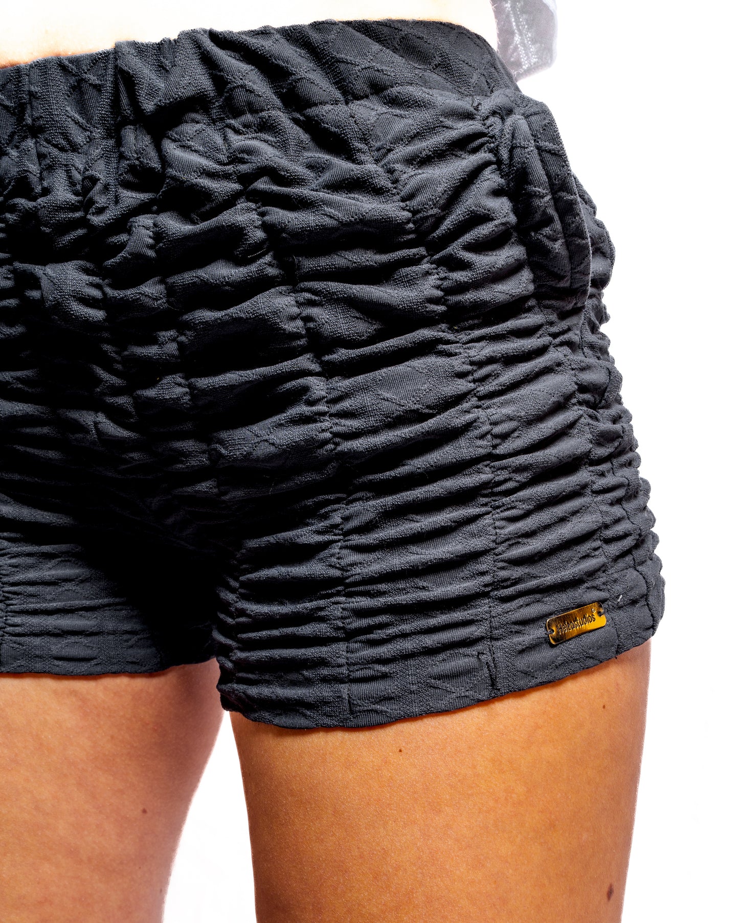 Shirred Shorts- Gray