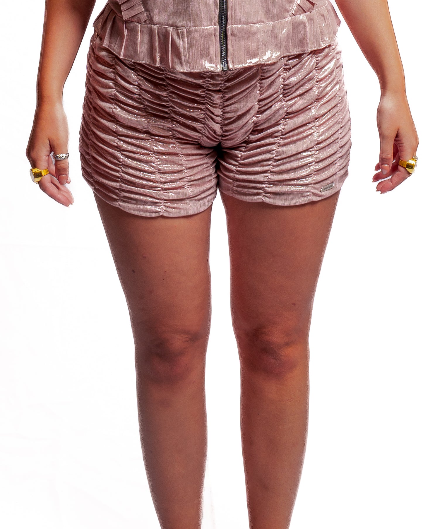 Shirred Shorts - Pink Foil