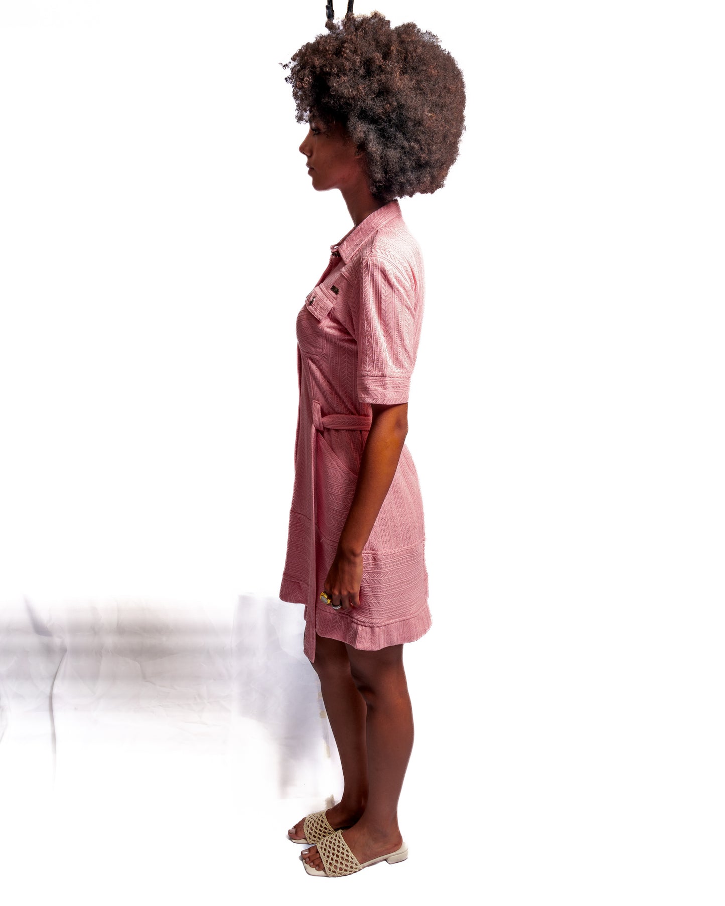 Pink Knitted Collar Dress