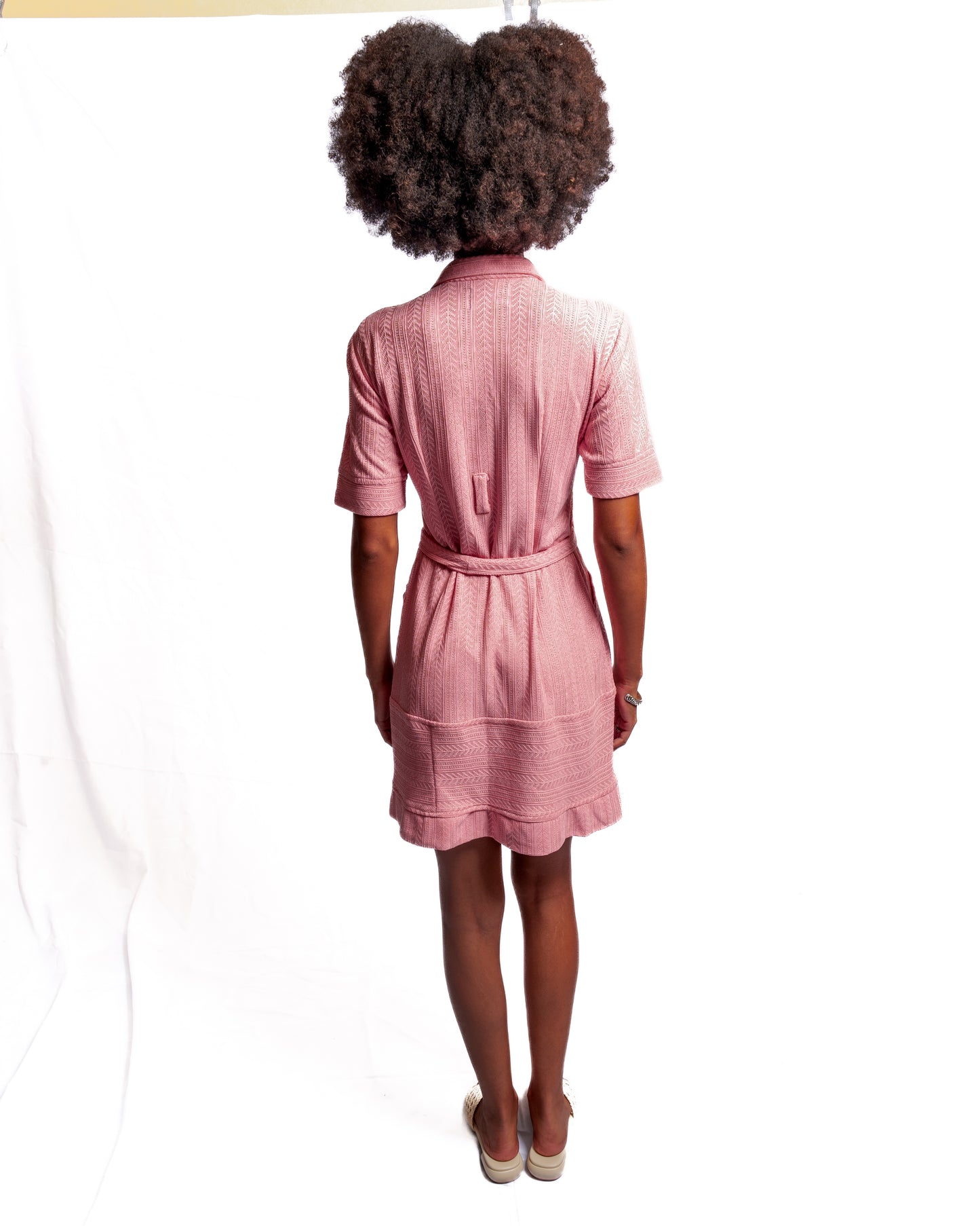 Pink Knitted Collar Dress