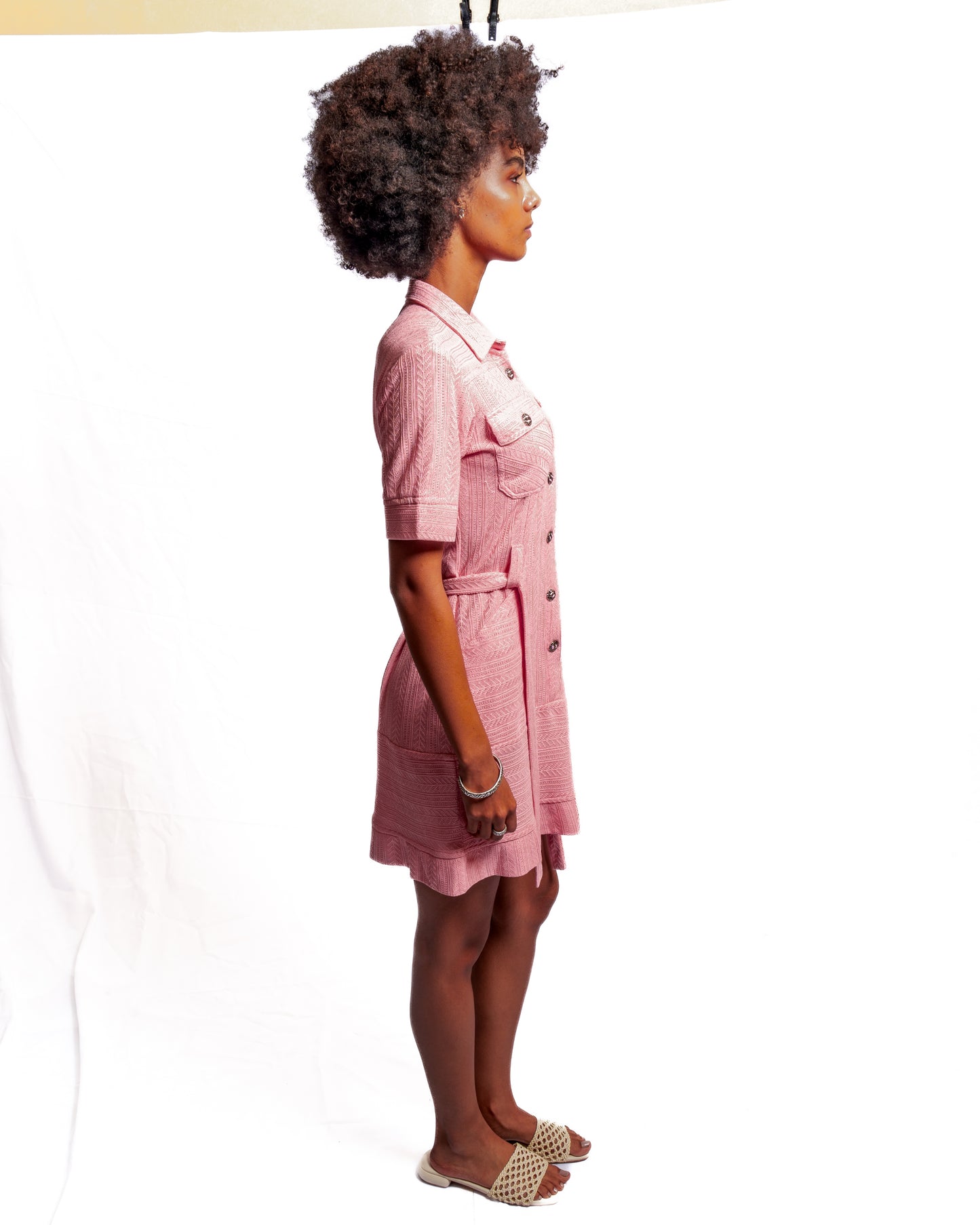 Pink Knitted Collar Dress