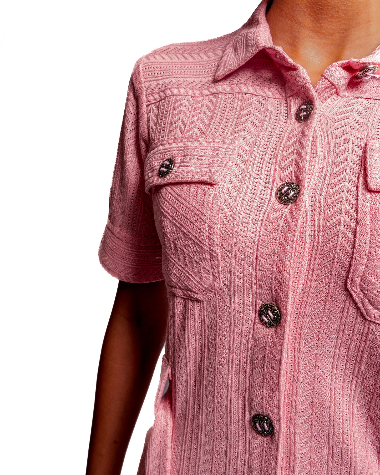 Pink Knitted Collar Dress
