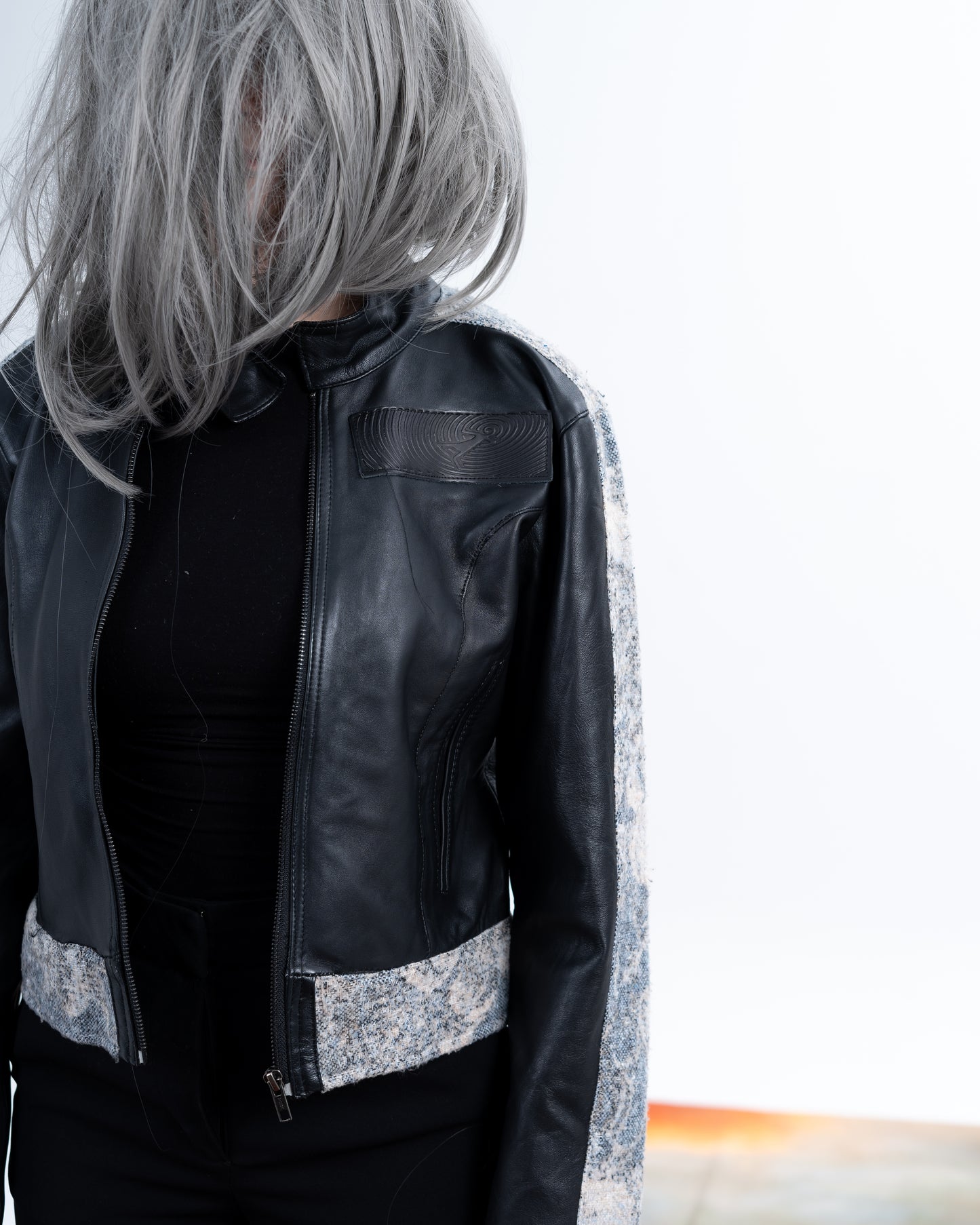 Genuine Leather Jacquard Racer Jacket