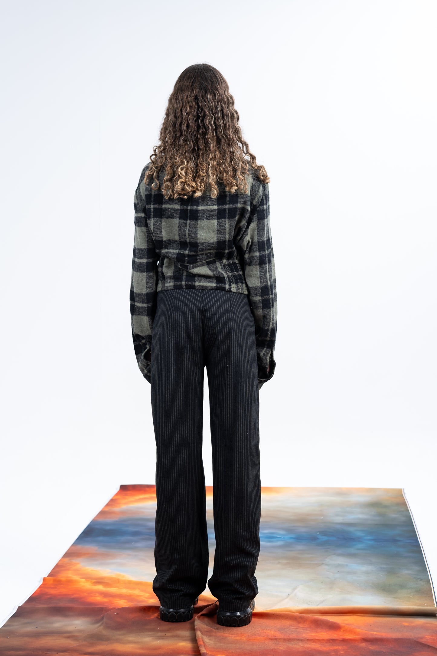 Cropped Green Plaid shirt