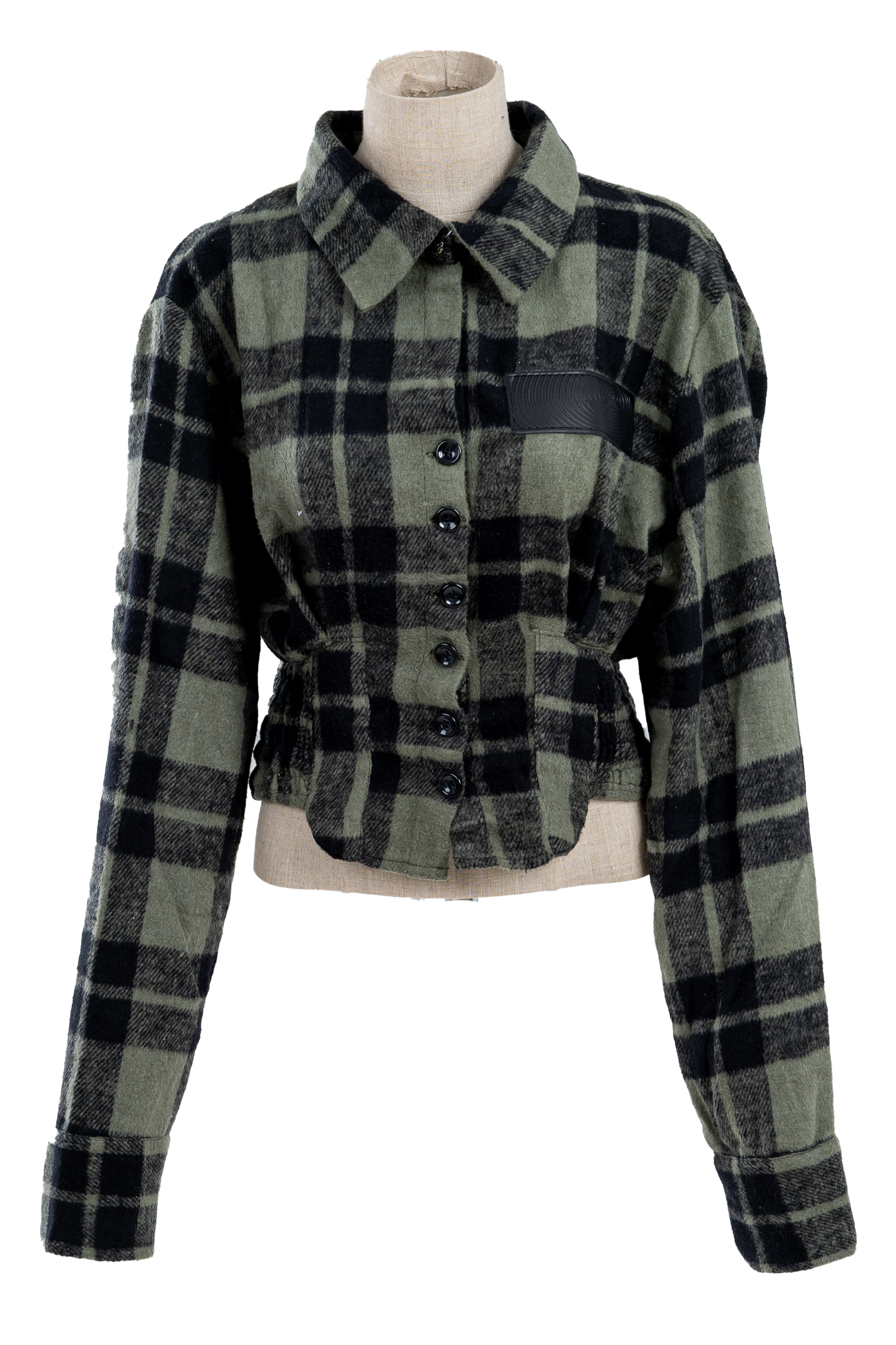 Cropped Green Plaid shirt