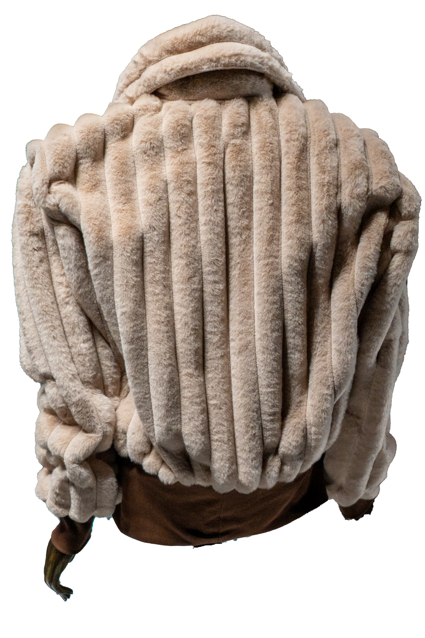 Beige plaid Fur Half-zip